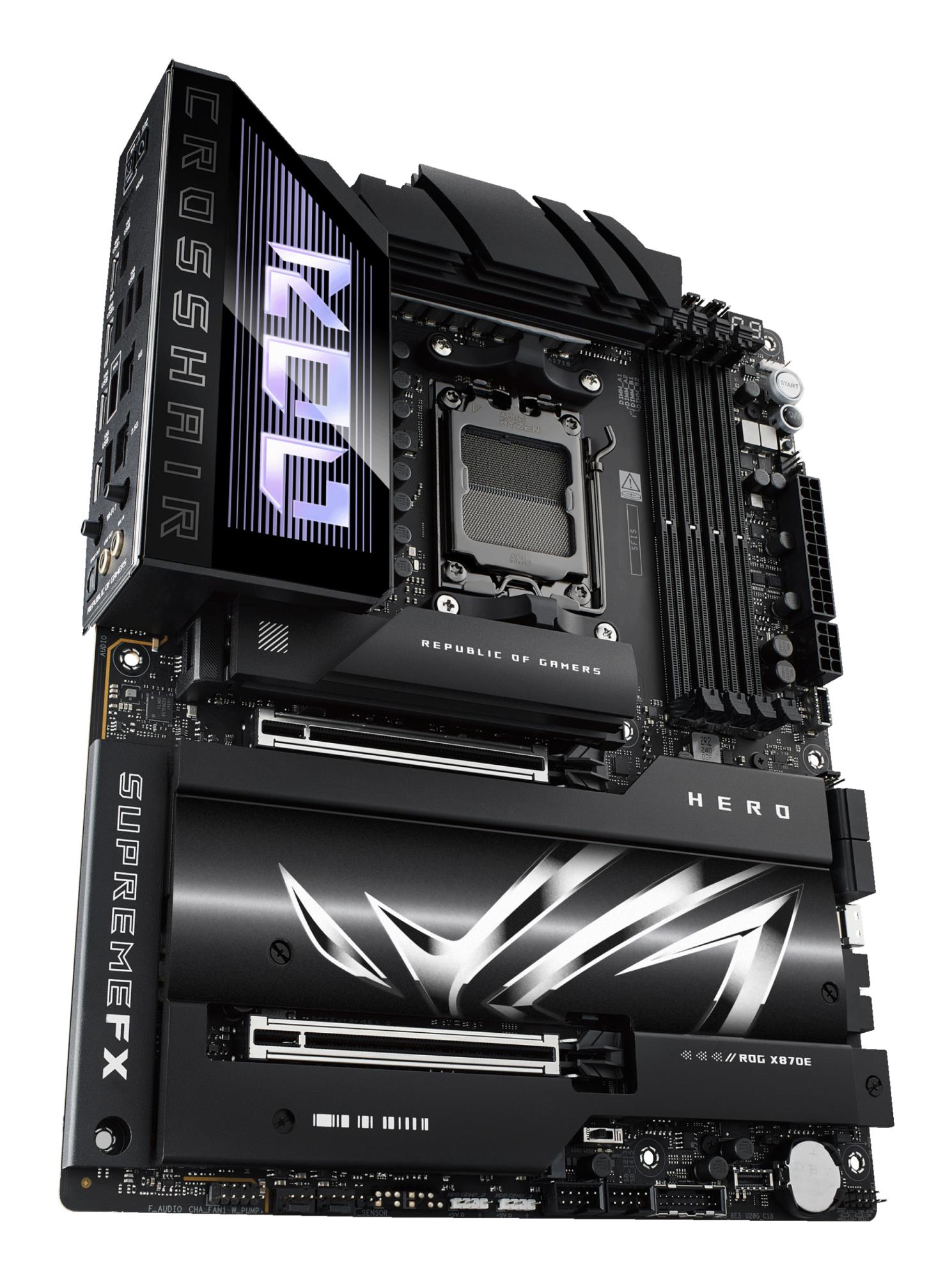 Mainboard ASUS AMD X870E SAM5 ATX Memory DDR5 Memory slots 4 2xPCI-Express 4.0 16x 2xPCI-Express 5.0 16x 4xM.2 1xHDMI 1xAudio-In 1xAudio-Out 6xUSB 3.2 2xUSB-C 2xUSB4 1xOptical S/PDIF 1xRJ45 ROGCROSSHAIRX870EHERO - Image 7