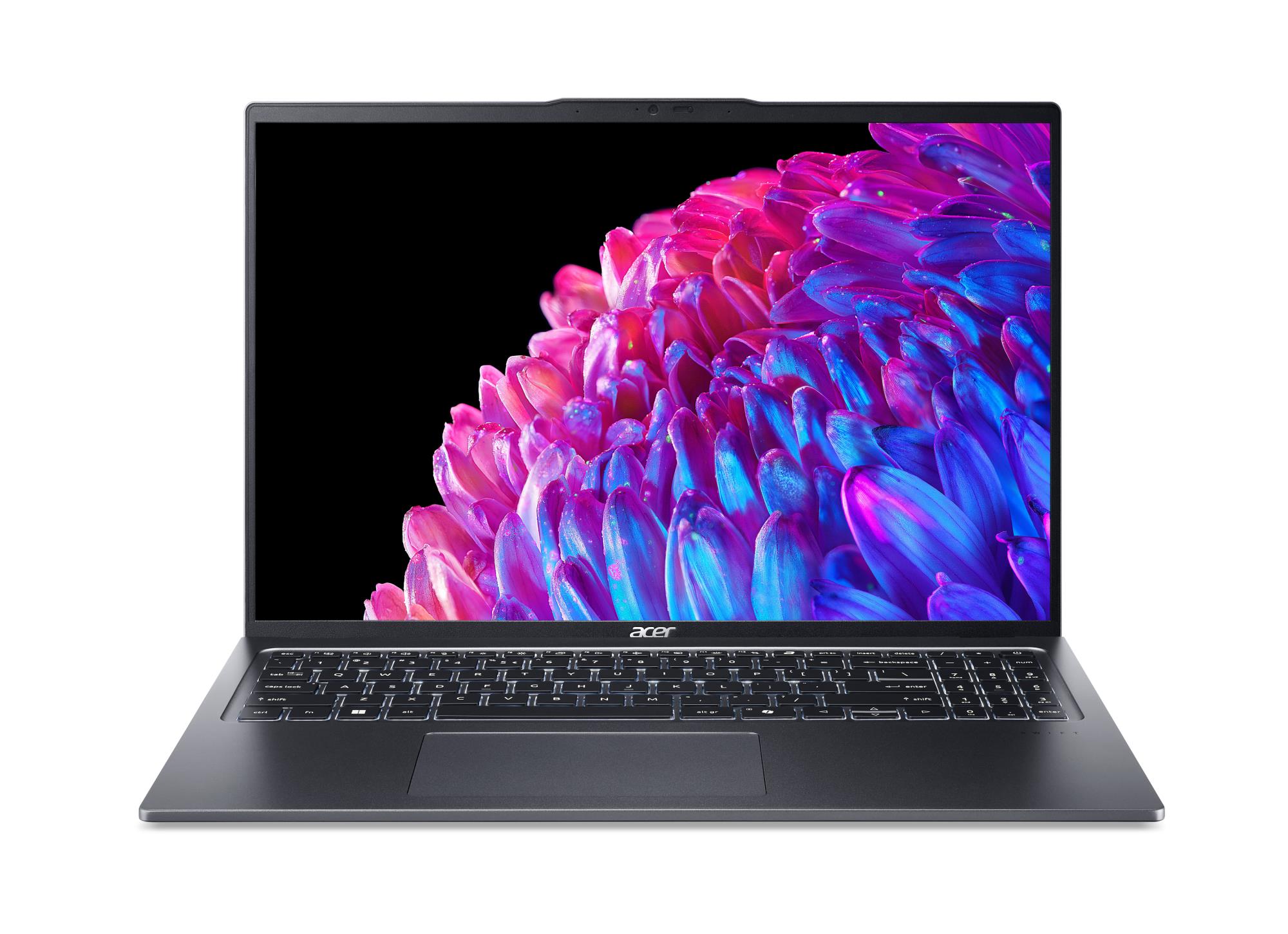 Notebook ACER Swift Go 16 SFG16-72 CPU Core Ultra u7-155H 3800 MHz 16" 3200x2000 RAM 16GB LPDDR5x SSD 1TB Intel ARC Graphics Integrated ENG/RUS Card Reader microSD Windows 11 Home Steel Grey 1.6 kg NX.KWNEL.004