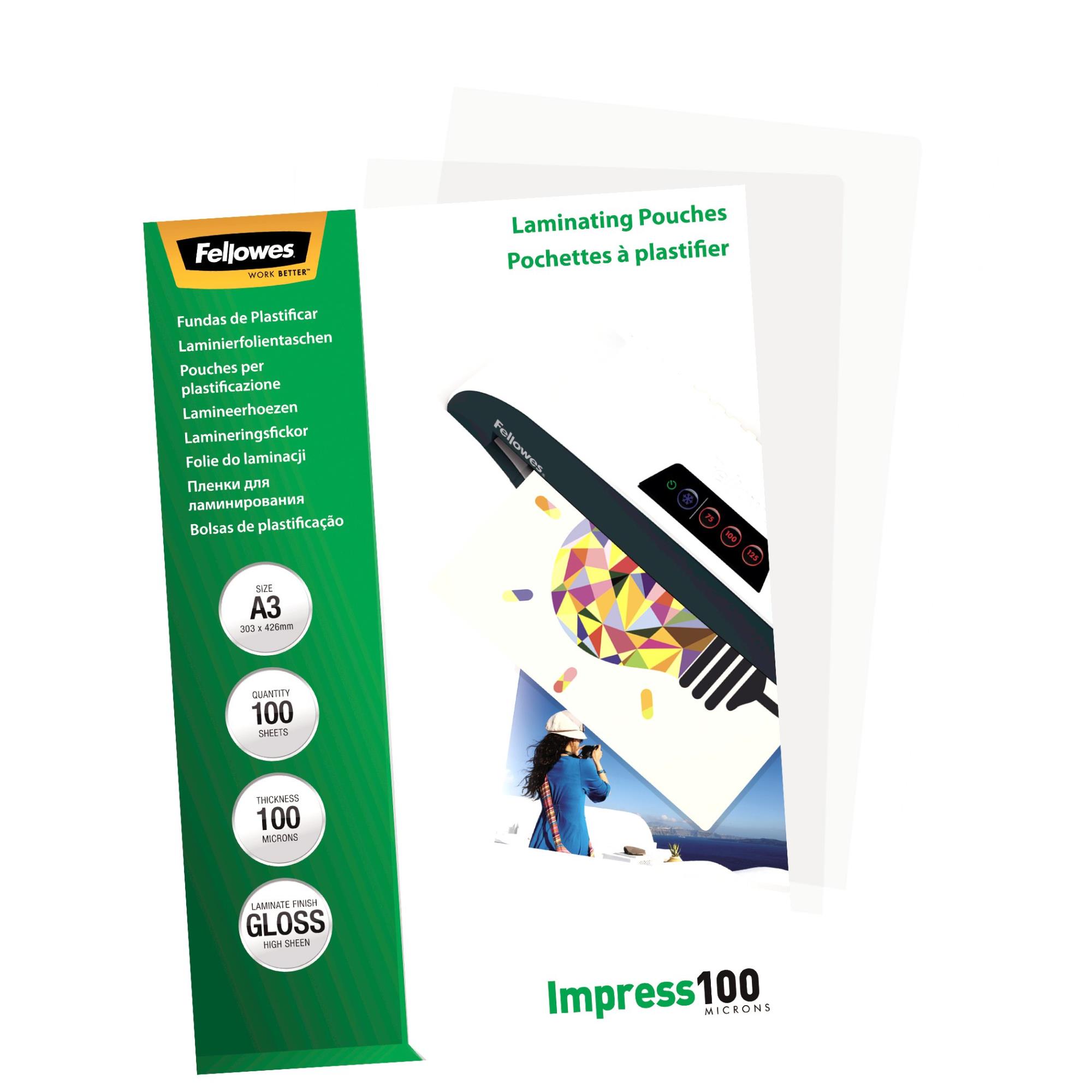 LAMINATOR POUCH GLOSSY/A3 100 100PCS 5351205 FELLOWES - Image 3