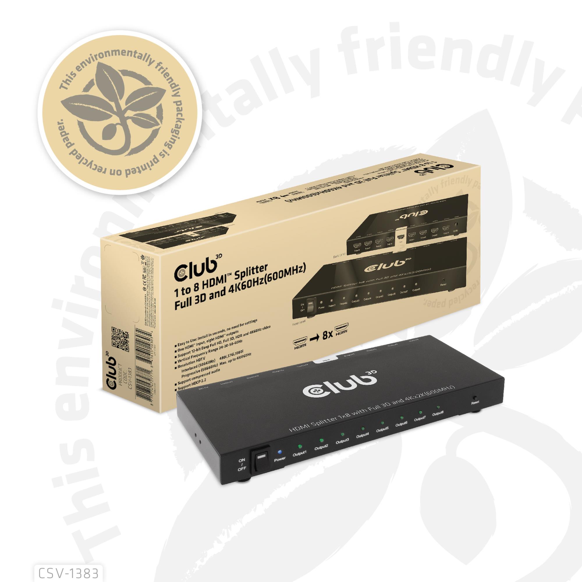 VIDEO SPLITTER HDMI 8PORT/3D 4K 60HZ CSV-1383 CLUB3D - Image 16