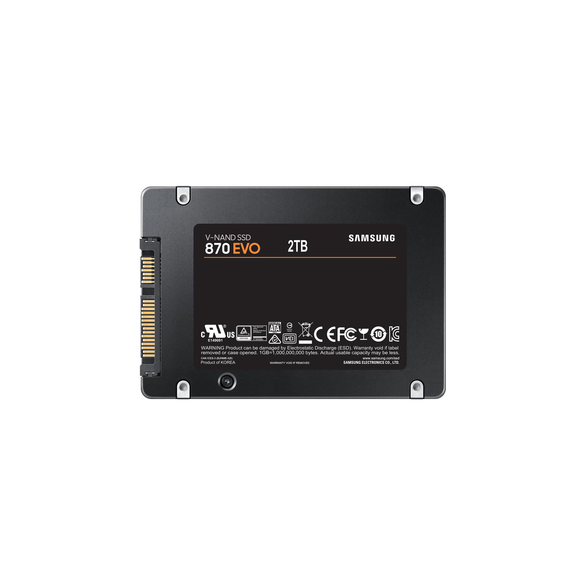 SSD SAMSUNG 870 EVO 2TB SATA SATA 3.0 MLC Write speed 530 MBytes/sec Read speed 560 MBytes/sec 2,5" TBW 1200 TB MTBF 1500000 hours MZ-77E2T0B/EU - Image 2