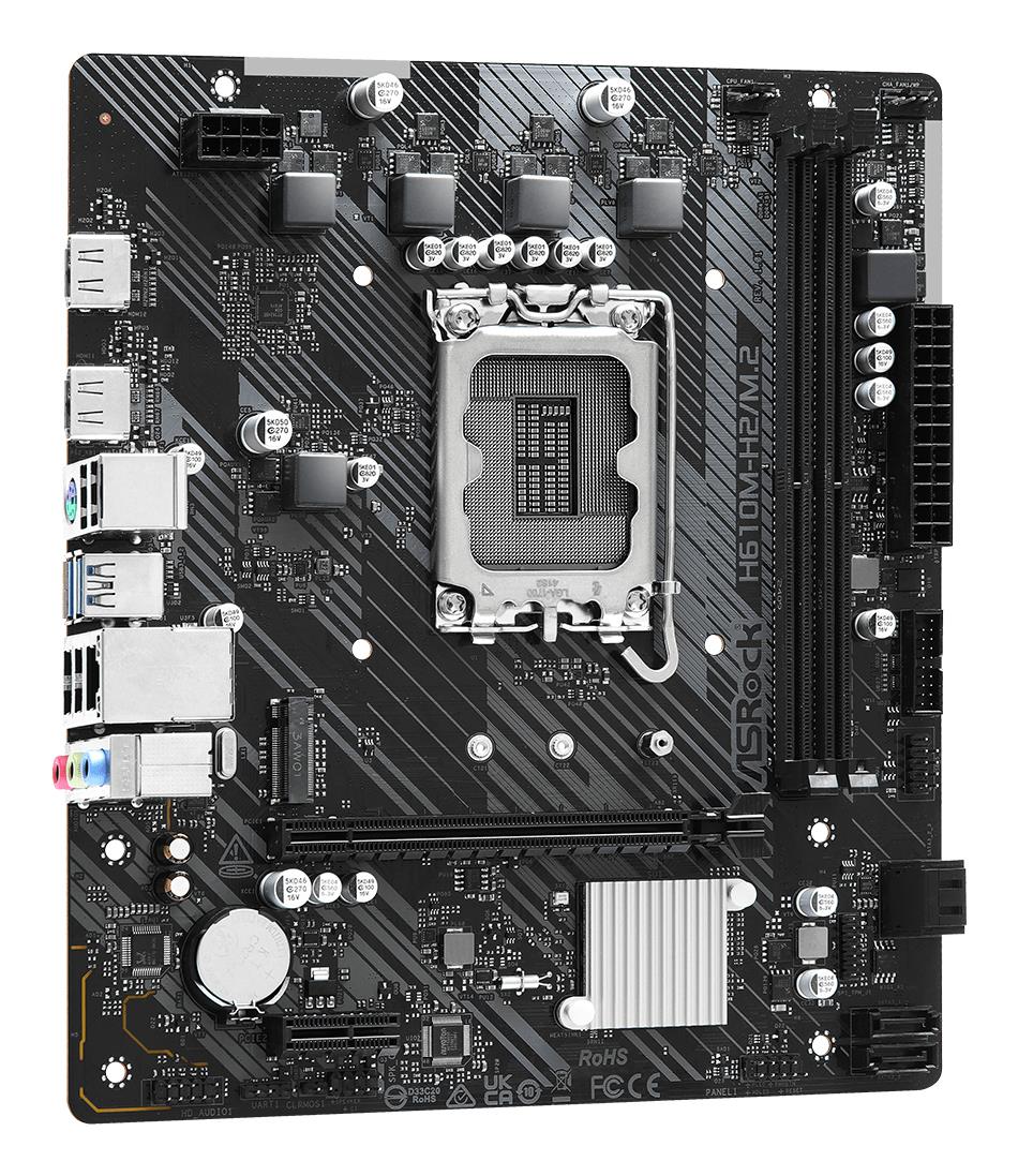 Mainboard ASROCK Intel H610 LGA1700 Micro-ATX Memory DDR4 Memory slots 2 1xPCI-Express 3.0 1x 1xPCI-Express 4.0 16x 1xM.2 2xHDMI 4xUSB 2.0 2xUSB 3.2 1xPS/2 1xRJ45 3xAudio port H610M-H2/M.2 - Image 4