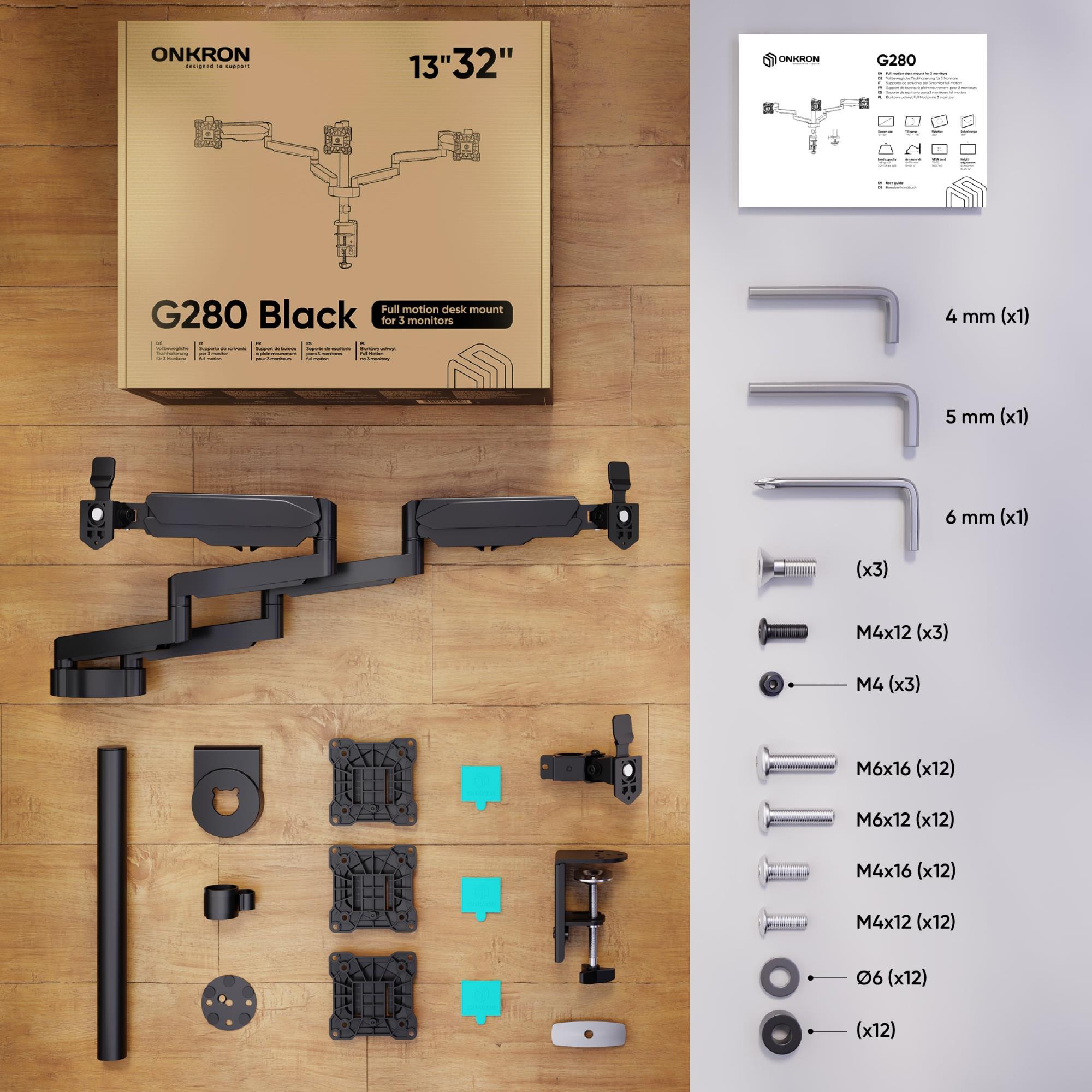 MONITOR ACC DESK MOUNT/13-32" BLACK G280-B ONKRON - Image 11