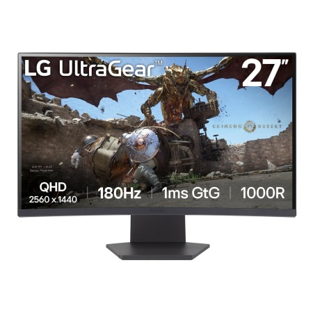 LCD Monitor LG 27GS60QC-B 27" Gaming/Curved Panel VA 2560x1440 16:9 180 Hz Matte 1 ms Tilt Colour Black 27GS60QC-B