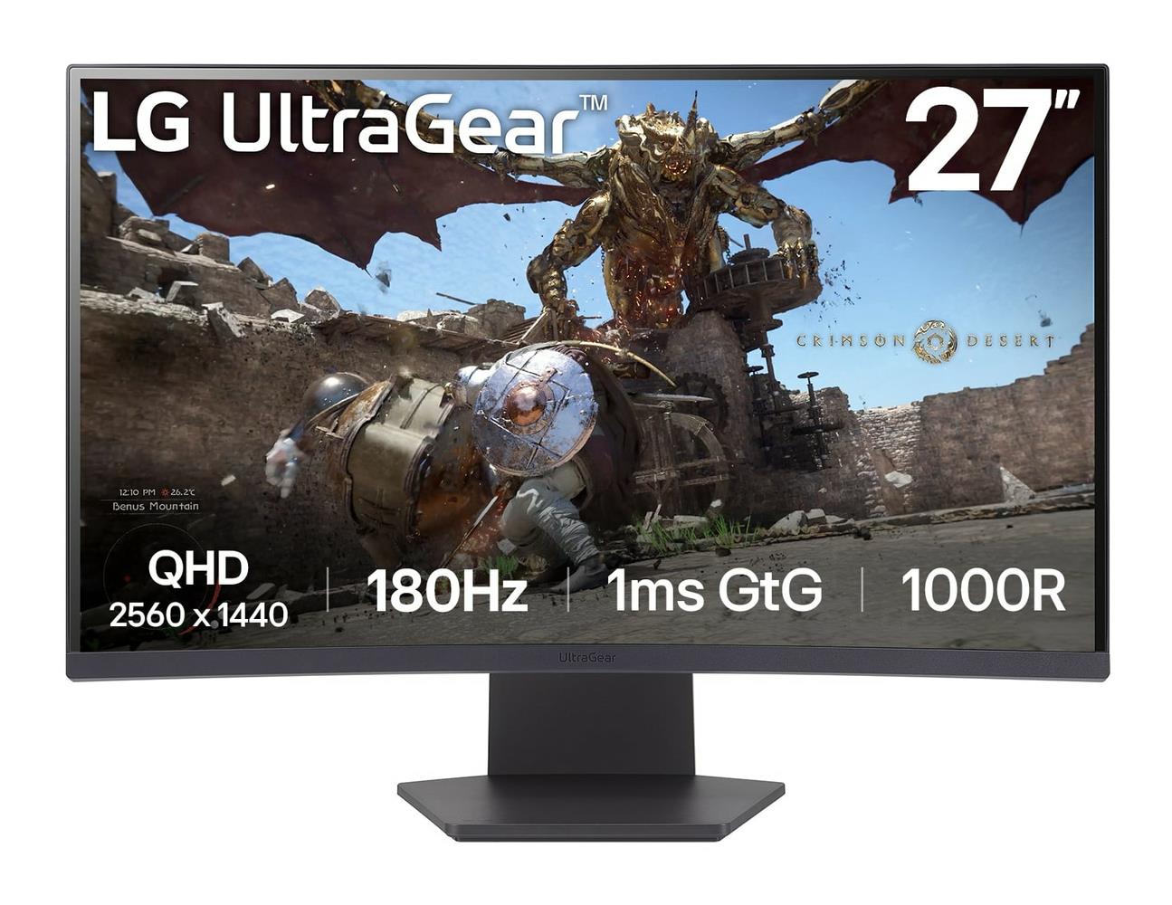 LCD Monitor LG 27GS60QC-B 27" Gaming/Curved Panel VA 2560x1440 16:9 180 Hz Matte 1 ms Tilt Colour Black 27GS60QC-B