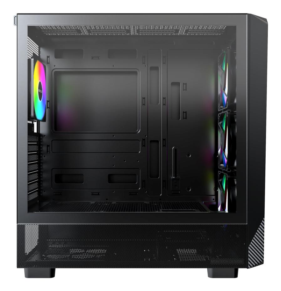 Case MONTECH X5 MidiTower Case product features Transparent panel Not included Colour Black X5(B) - Image 2