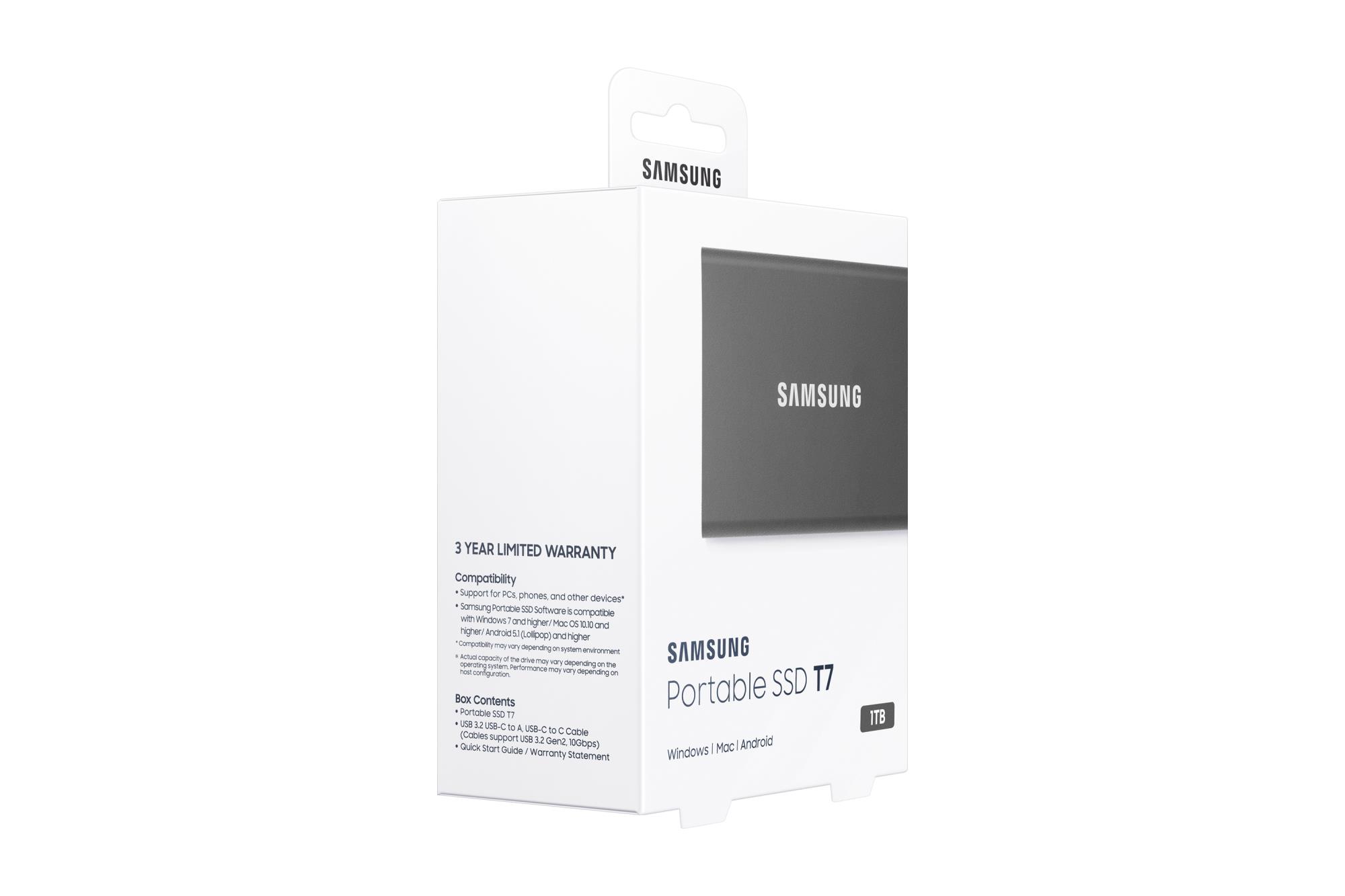 External SSD SAMSUNG T7 1TB USB 3.2 Write speed 1000 MBytes/sec Read speed 1050 MBytes/sec MU-PC1T0T/WW - Image 10