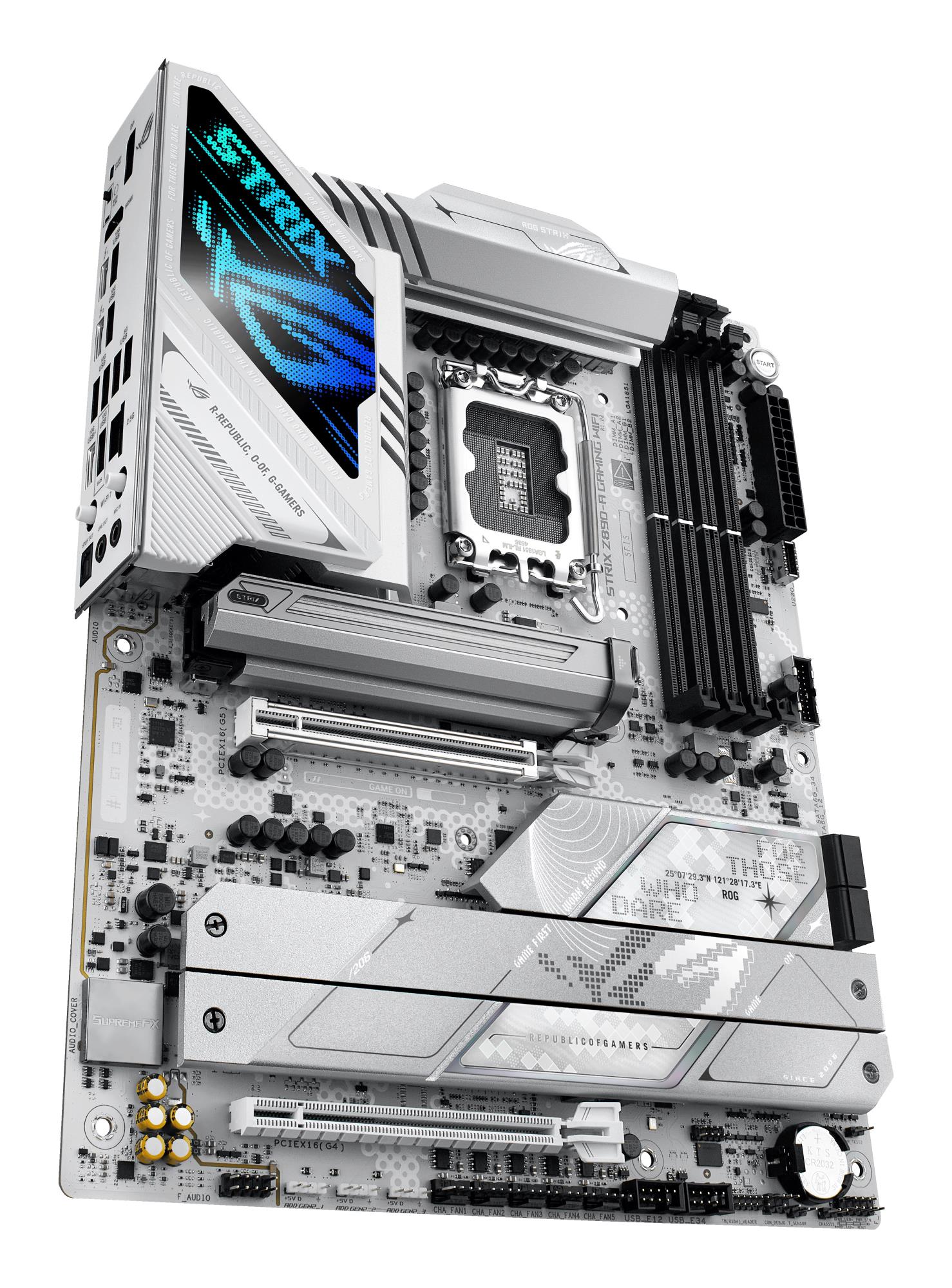 Mainboard ASUS Intel Z890 LGA1851 ATX Memory DDR5 Memory slots 4 1xPCI-Express 4.0 16x 1xPCI-Express 5.0 16x 5xM.2 1xHDMI 1xDisplayPort 1xAudio-In 1xAudio-Out 2xUSB 3.0 5xUSB 3.1 1xUSB-C 2xUSB-C w/Thunderbolt 1xOptical S/PDIF 1xRJ45 ROGSTRIXZ890-AGAMWIFI - Image 6
