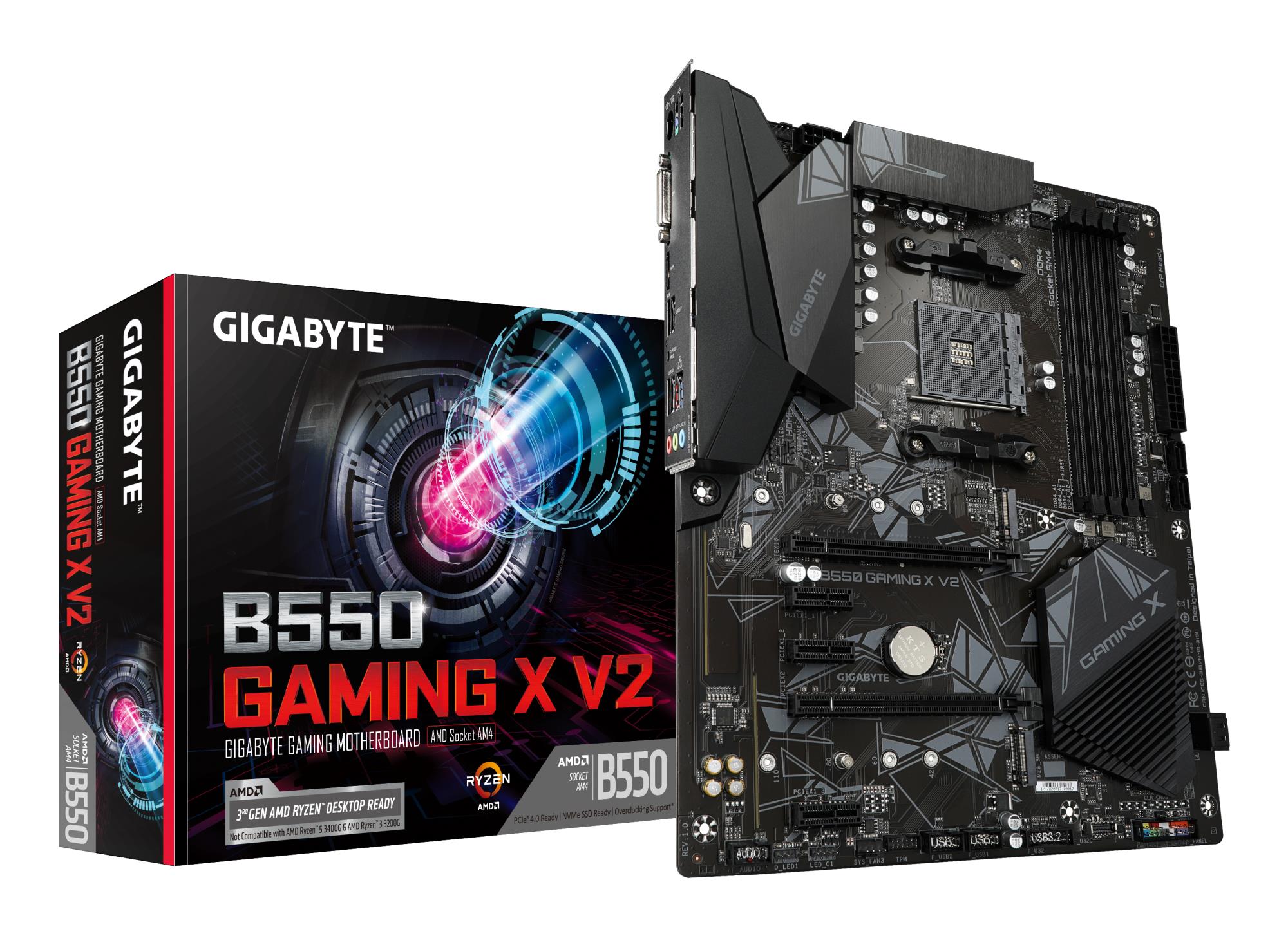Mainboard GIGABYTE AMD B550 Socket AM4 ATX RAM DDR4-SDRAM 4xSlots 2xNumber of M.2 (M) slots B550 GAMING X V2 (rev. 1.3) B550GAMINGXV21.3