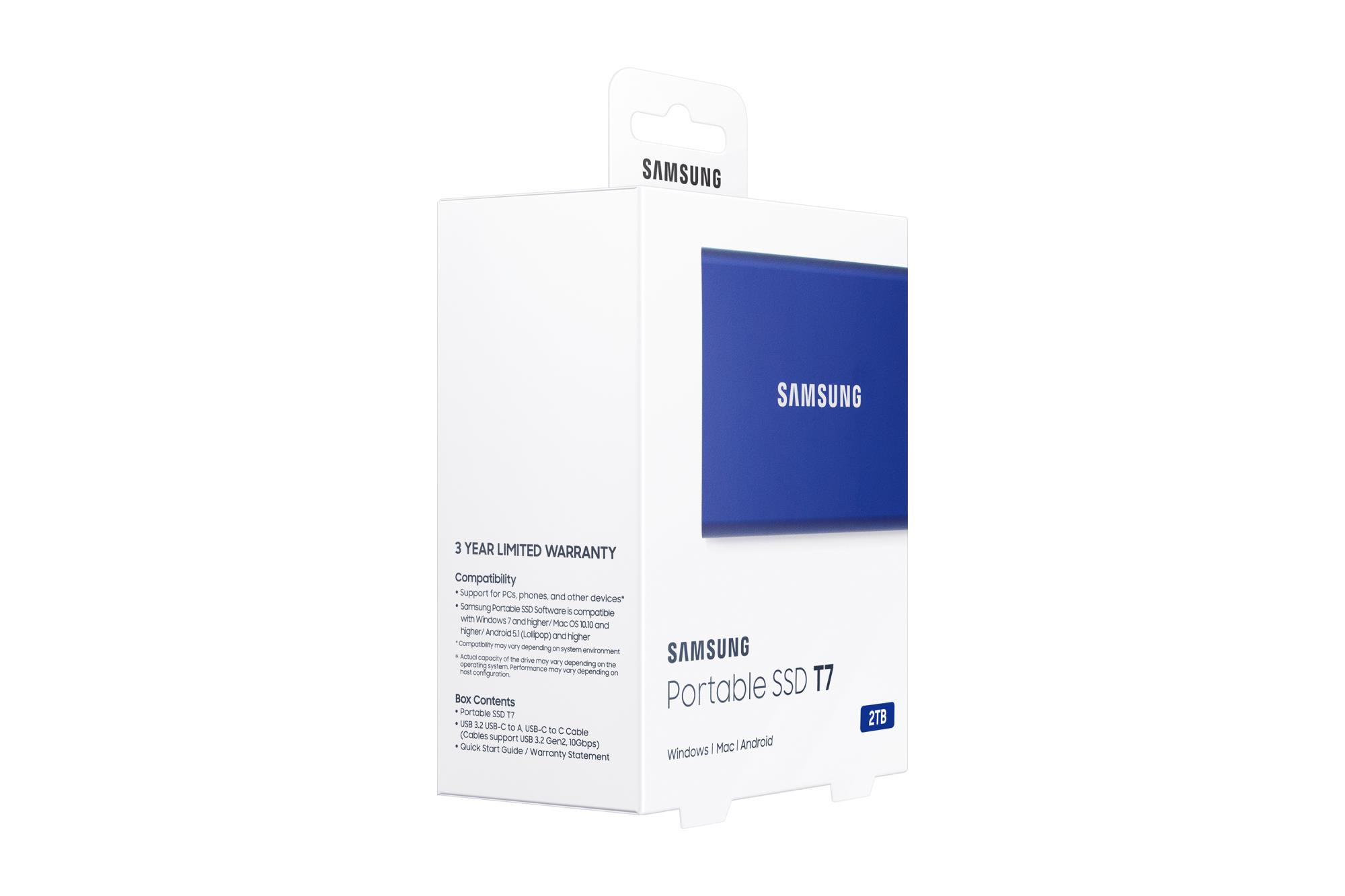 External SSD SAMSUNG T7 2TB USB 3.2 Write speed 1000 MBytes/sec Read speed 1050 MBytes/sec MU-PC2T0H/WW - Image 10