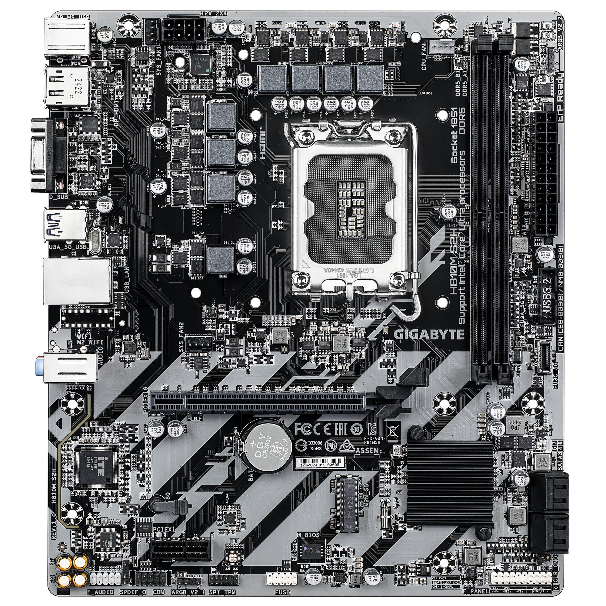 Mainboard GIGABYTE LGA1851 Micro-ATX Memory DDR5 Memory slots 2 H810MS2H - Image 2