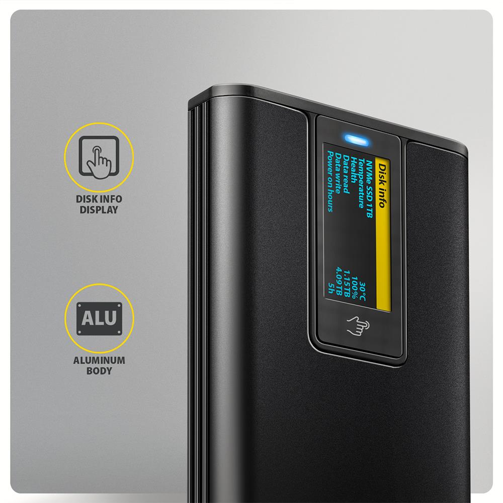 SSD ACC ENCLOSURE M.2 NVME/SATA USB-C EEM2-SD2B AXAGON - Image 2