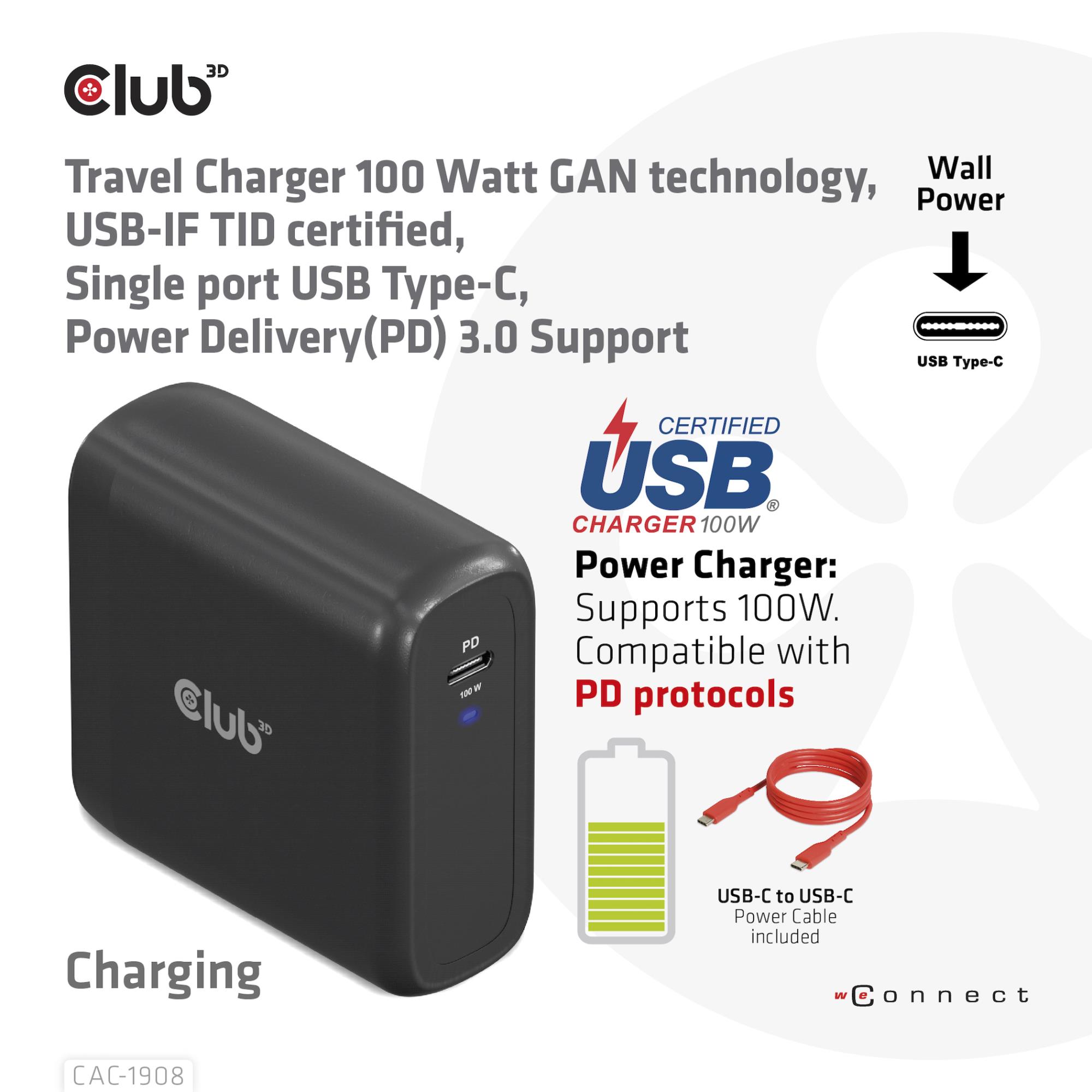 MOBILE TRAVEL CHARGER USB-C/100W CAC-1908EU CLUB3D - Image 4
