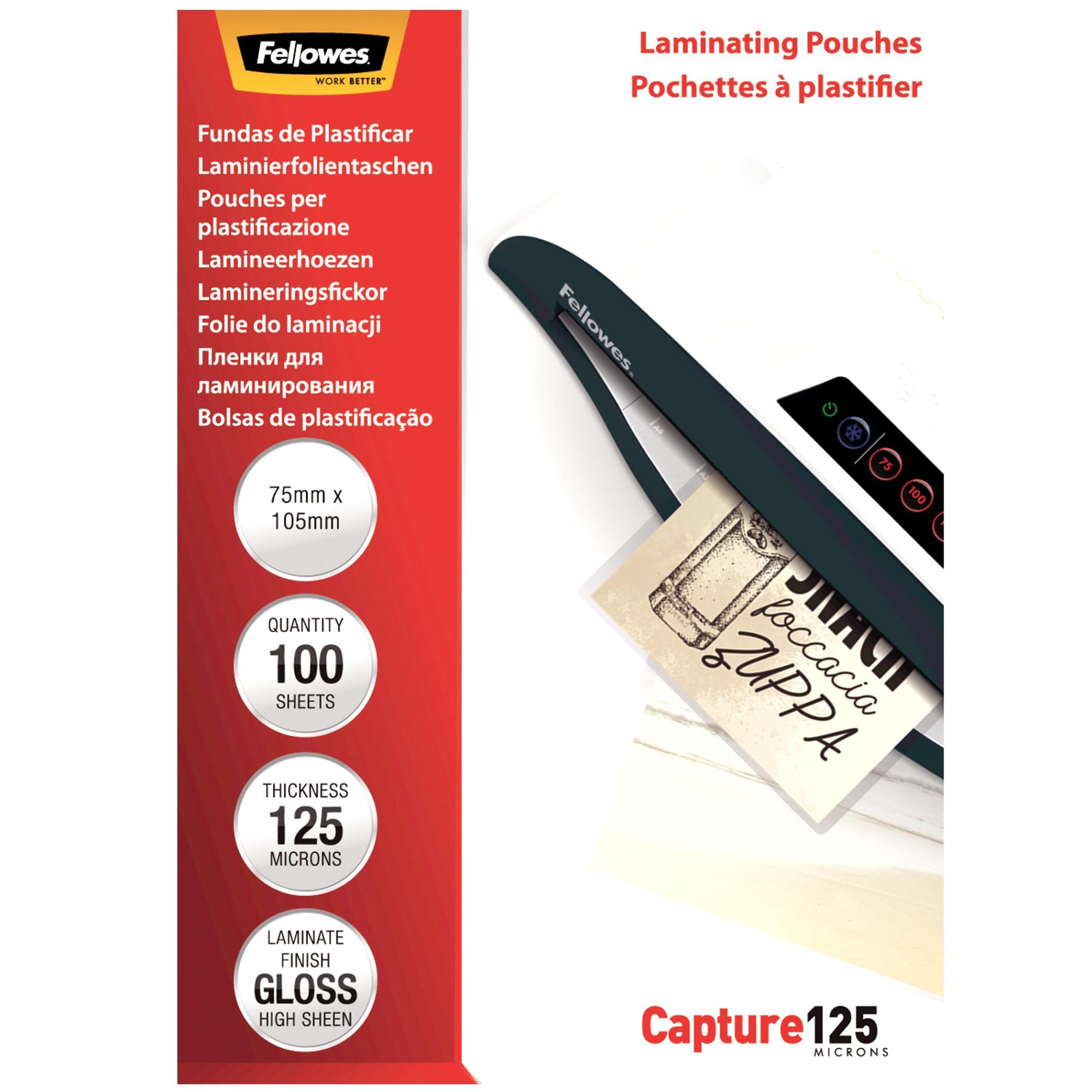 LAMINATOR POUCH GLOSSY CARD/125 100PCS 5306901 FELLOWES - Image 2