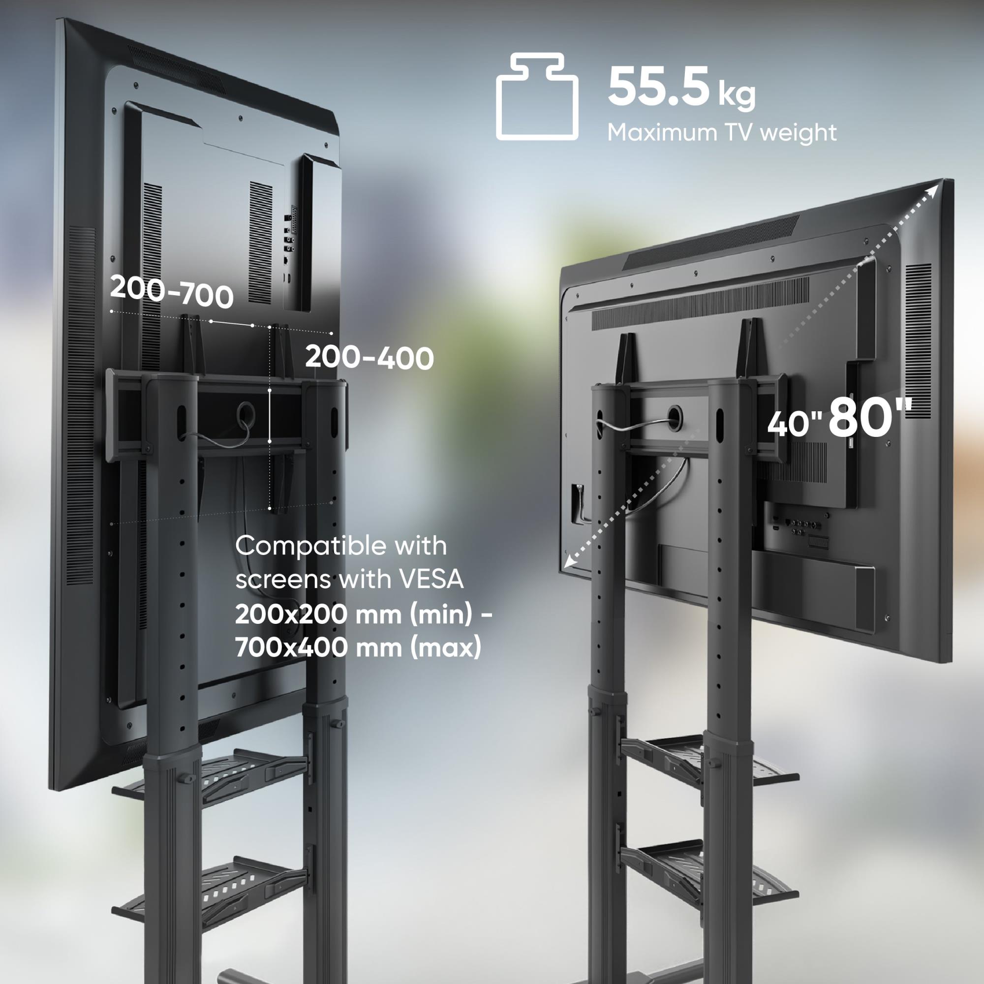 TV SET ACC MOBILE STAND/40-80"/BLACK TS2771-B ONKRON - Image 6