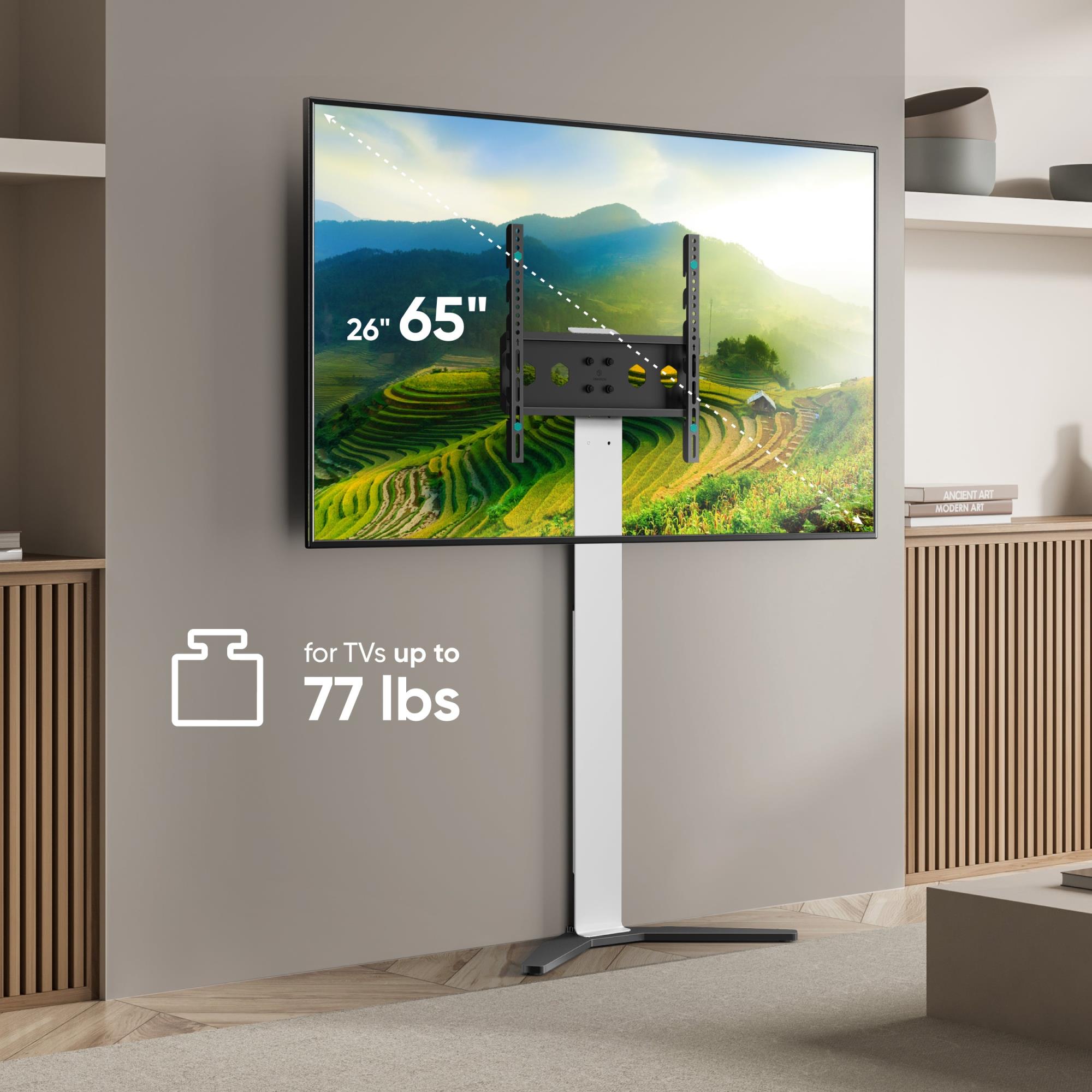 TV SET ACC FLOOR STAND /26-65"/WHITE TS1140-W ONKRON - Image 3