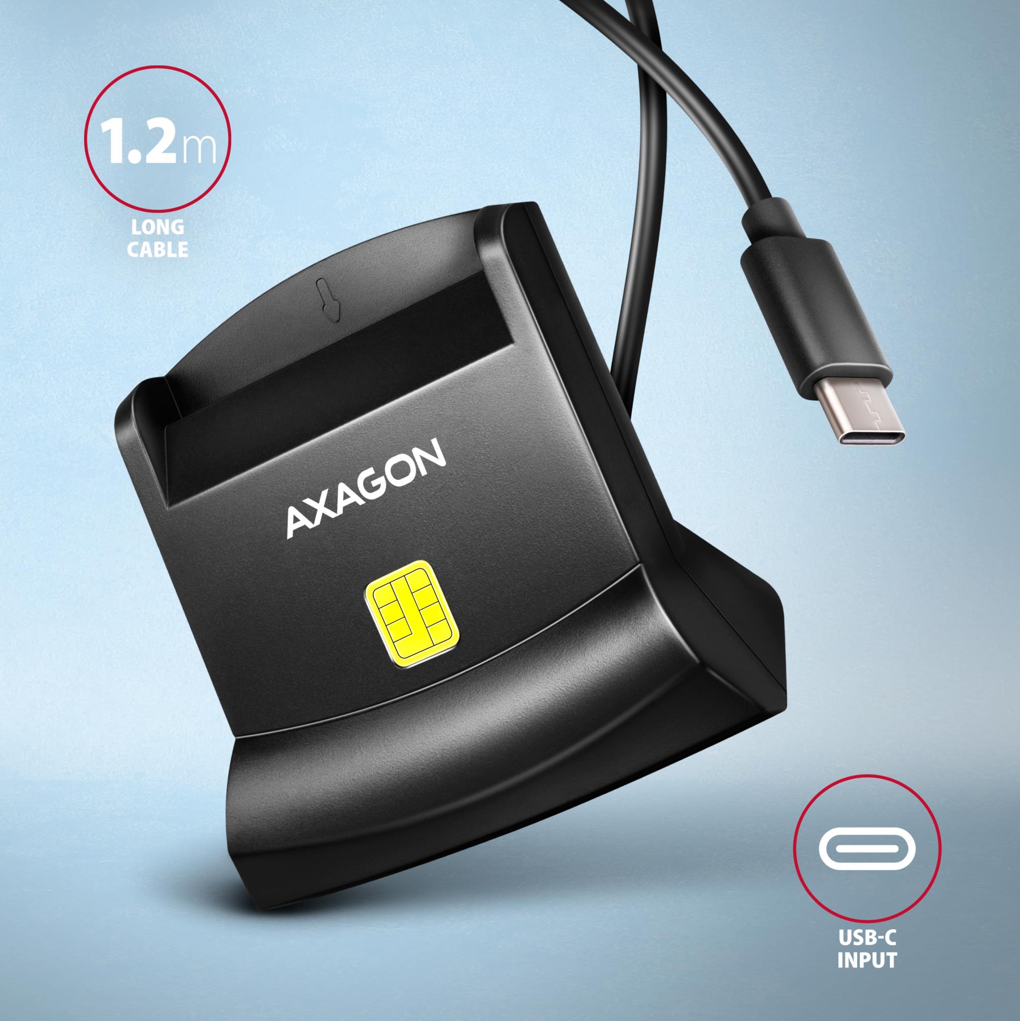 CARD READER STAND SMARTCARD/ID/USB-C 1.2M CRE-SM4NC AXAGON - Image 4