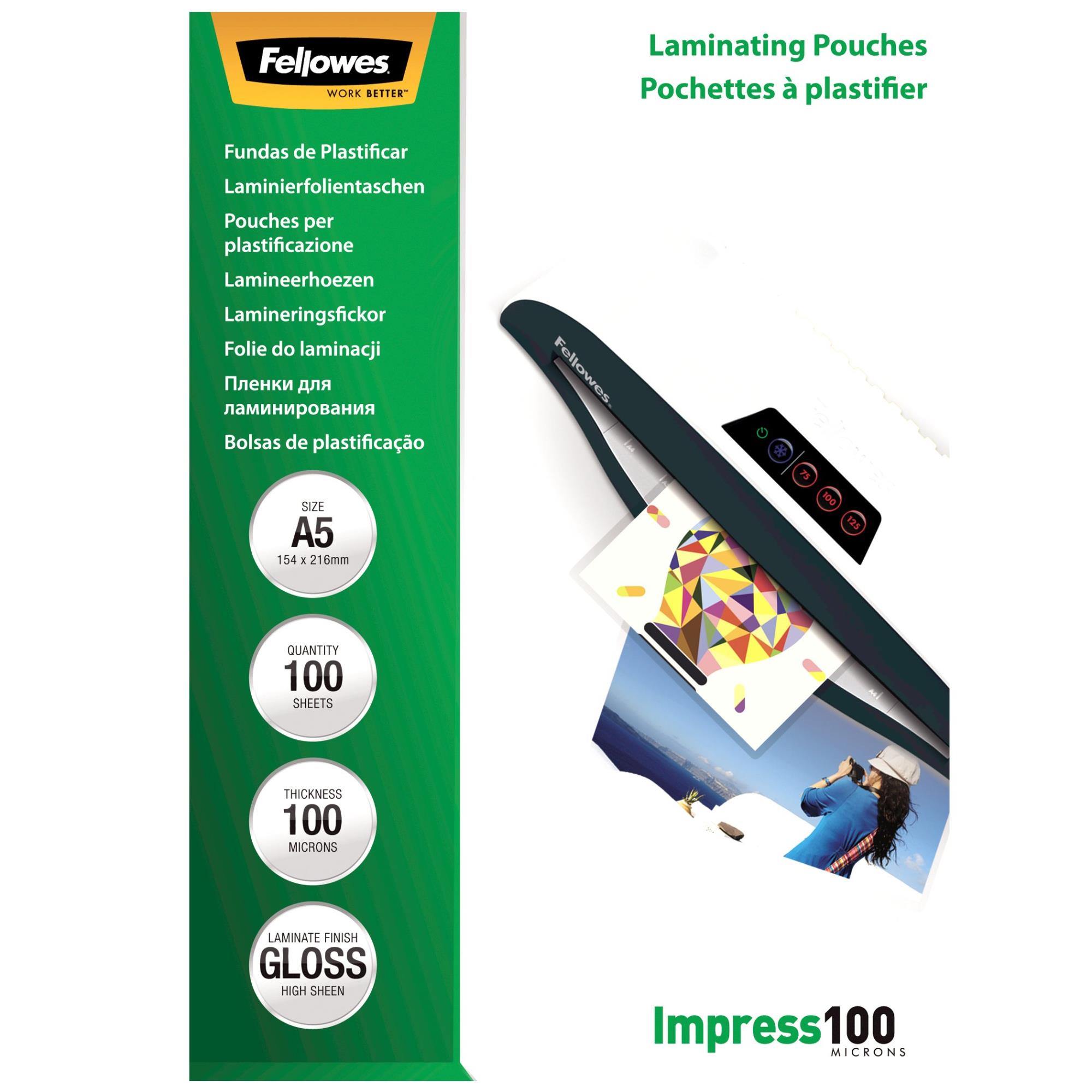 LAMINATOR POUCH GLOSSY/A5 100 100PCS 5351002 FELLOWES - Image 2
