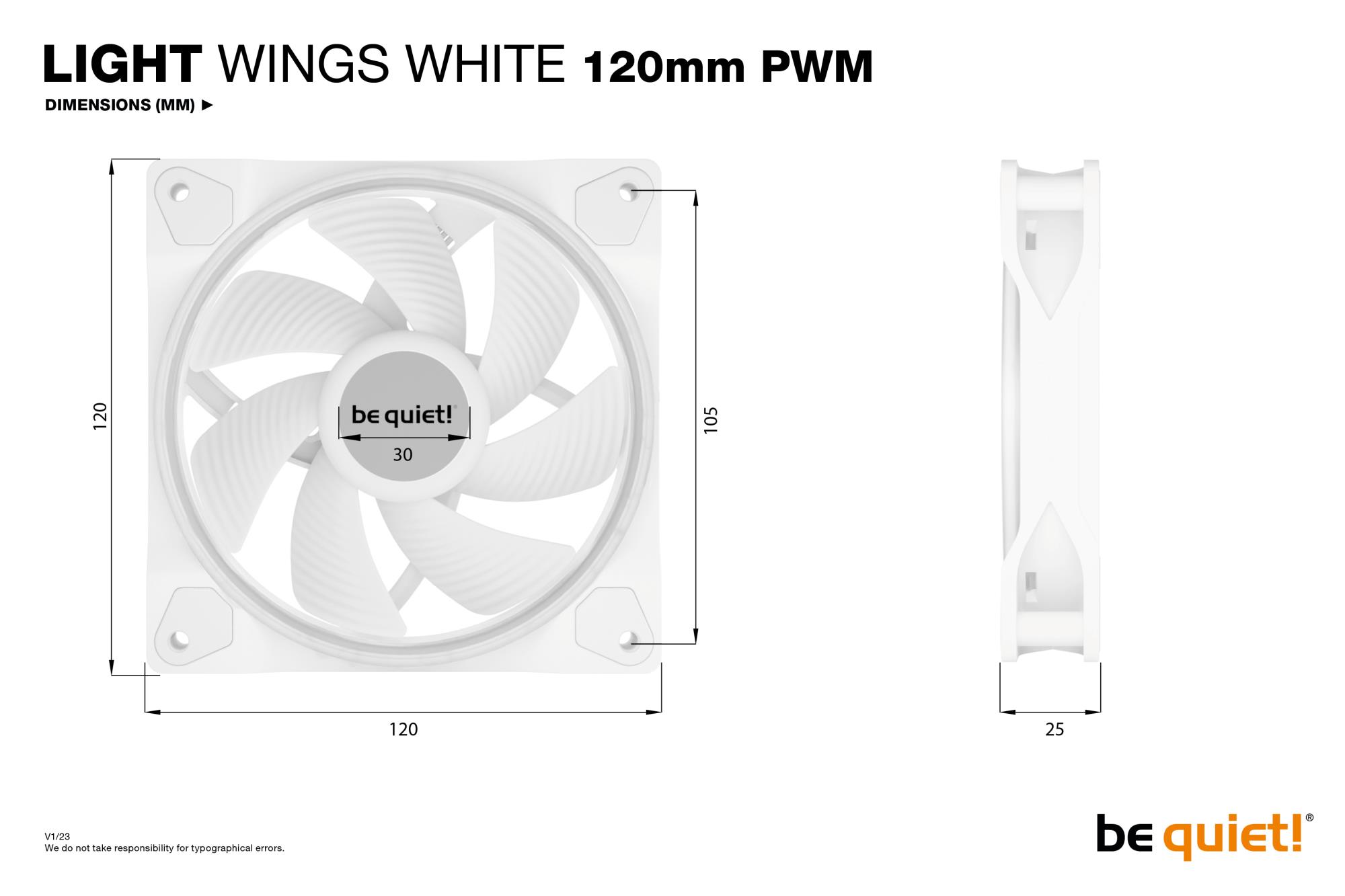 CASE FAN 120MM LIGHT WINGS PWM/WHITE PWMBL100 BE QUIET - Image 8