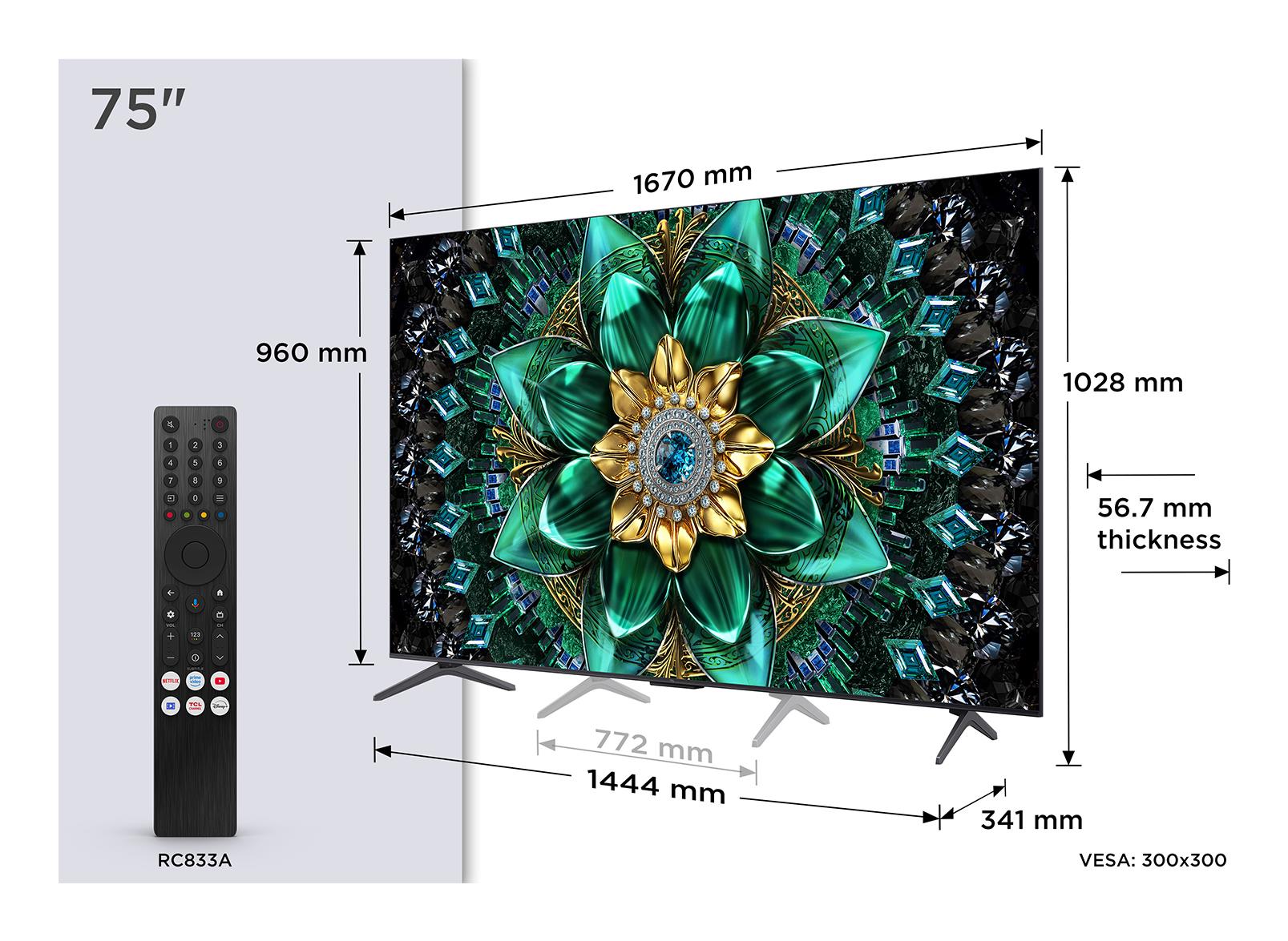 TV Set TCL 75 " 4K Ultra HD 3840 x 2160 pixels Flat 16:9 QD-Mini LED 75Q6C