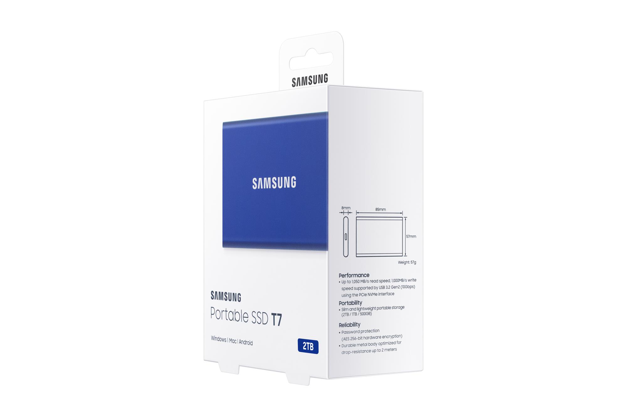 External SSD SAMSUNG T7 2TB USB 3.2 Write speed 1000 MBytes/sec Read speed 1050 MBytes/sec MU-PC2T0H/WW - Image 11