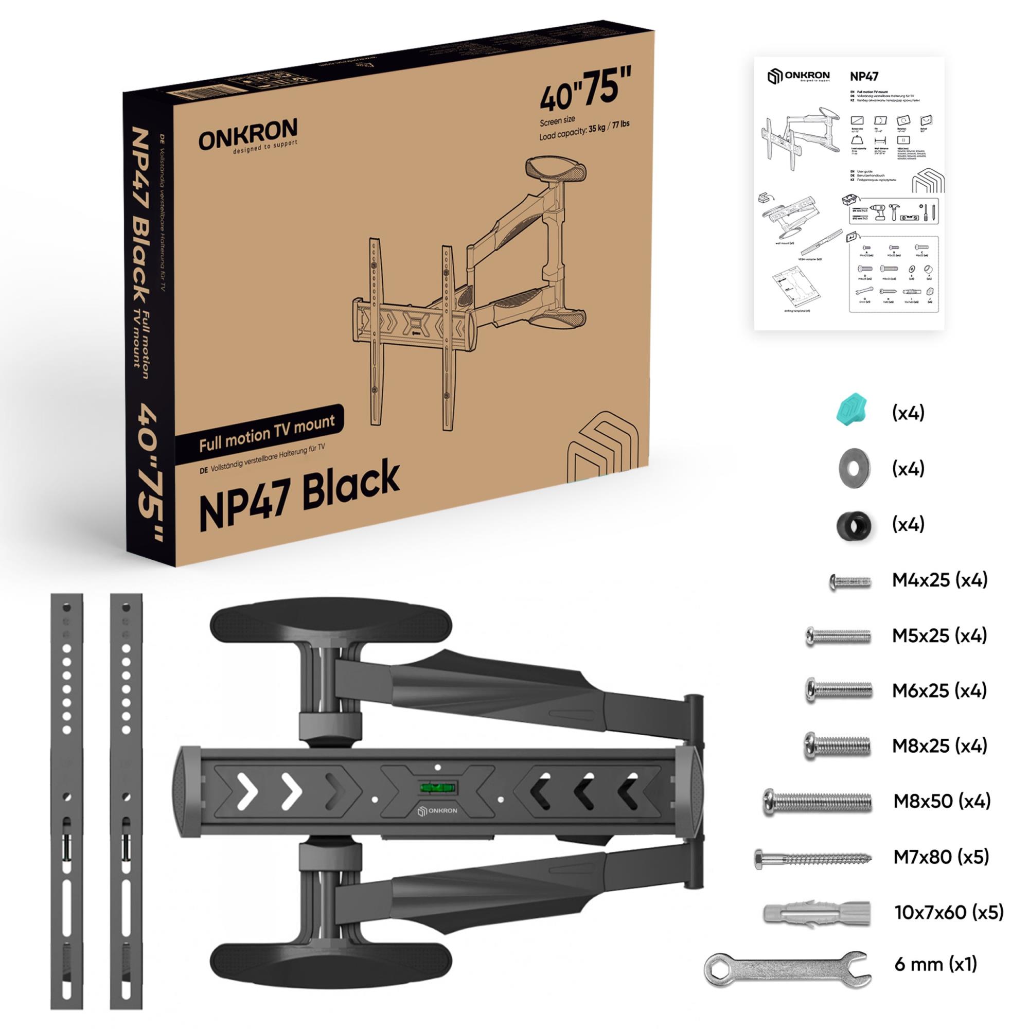 TV SET ACC WALL MOUNT /40-75"/BLACK NP47-B ONKRON - Image 14