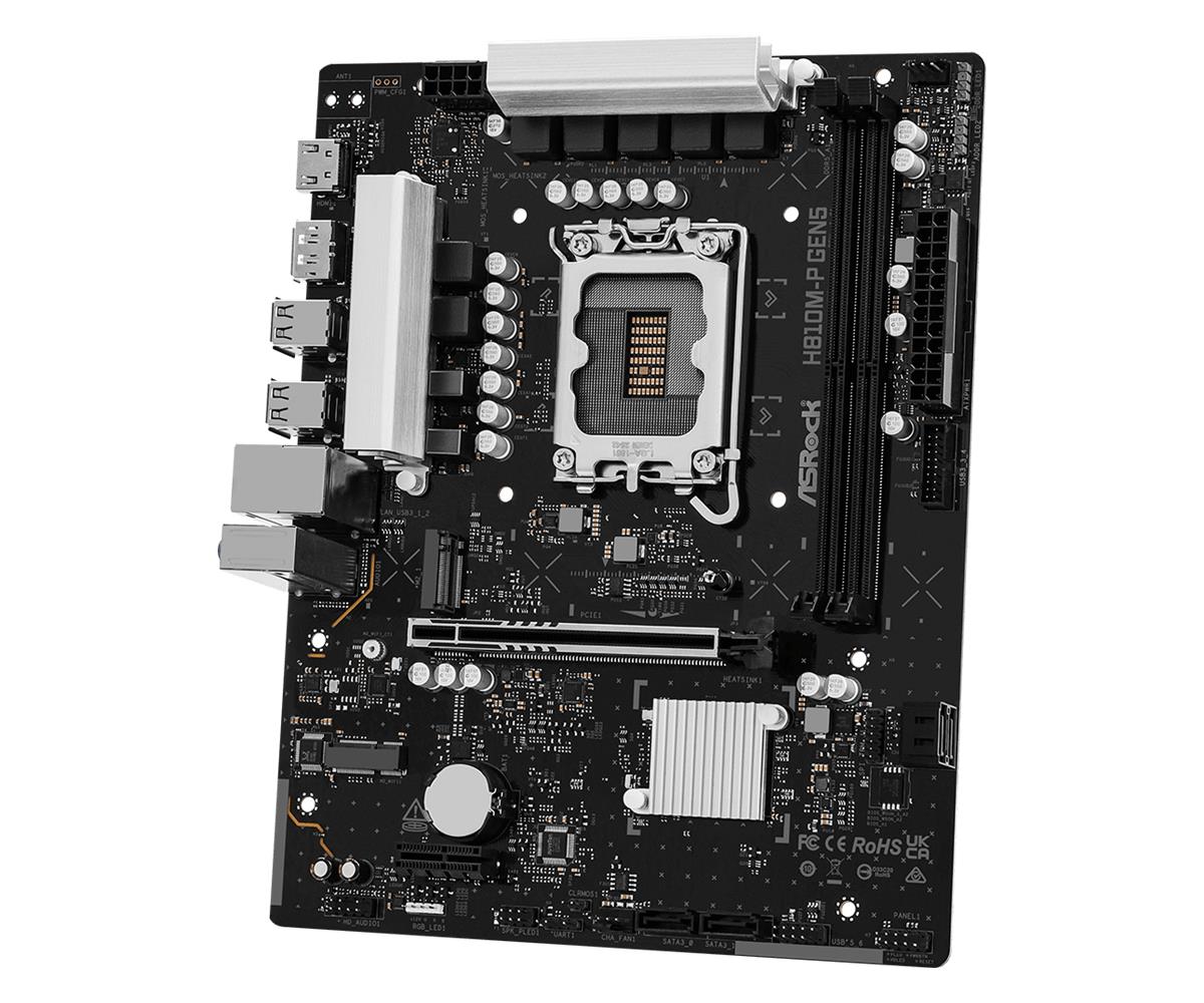 Mainboard ASROCK Intel H810 LGA 1851 (Socket V1) micro ATX RAM DDR5-SDRAM 2xSlots 1xNumber of M.2 (M) slots H810M-PGEN5 - Image 4