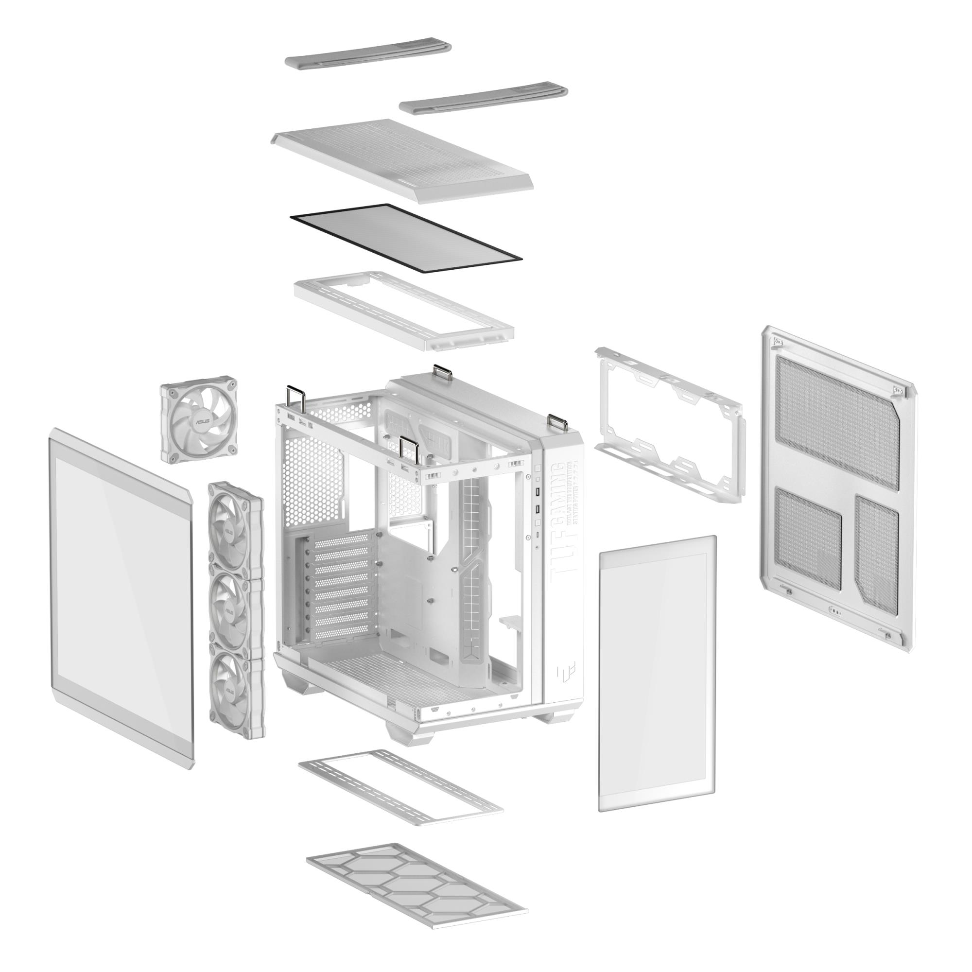 Case ASUS TUF Gaming GT502 Horizon MidiTower Case product features Transparent panel Not included ATX MicroATX MiniITX Colour White TUFGAMGT502HORIZONWHT - Image 17