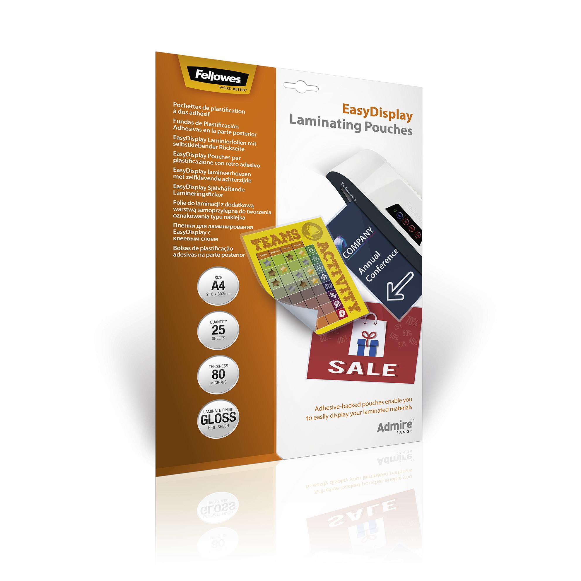LAMINATOR POUCH EASYDISPLAY/A4 80 25PCS 5601703 FELLOWES - Image 2