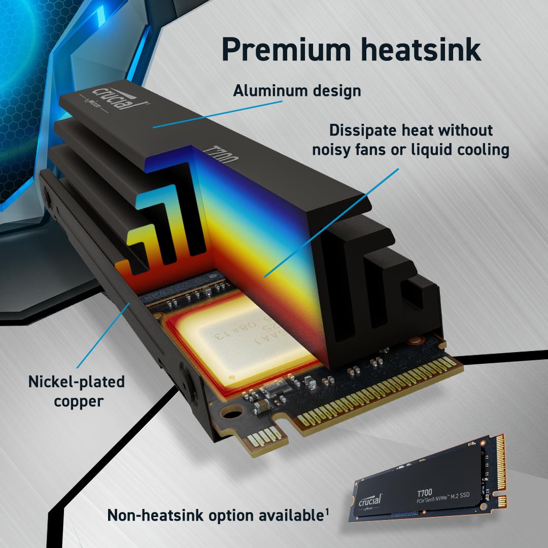 SSD CRUCIAL T700 4TB M.2 PCIe Gen5 NVMe TLC Write speed 11800 MBytes/sec Read speed 12400 MBytes/sec TBW 2400 TB CT4000T700SSD5 - Image 6