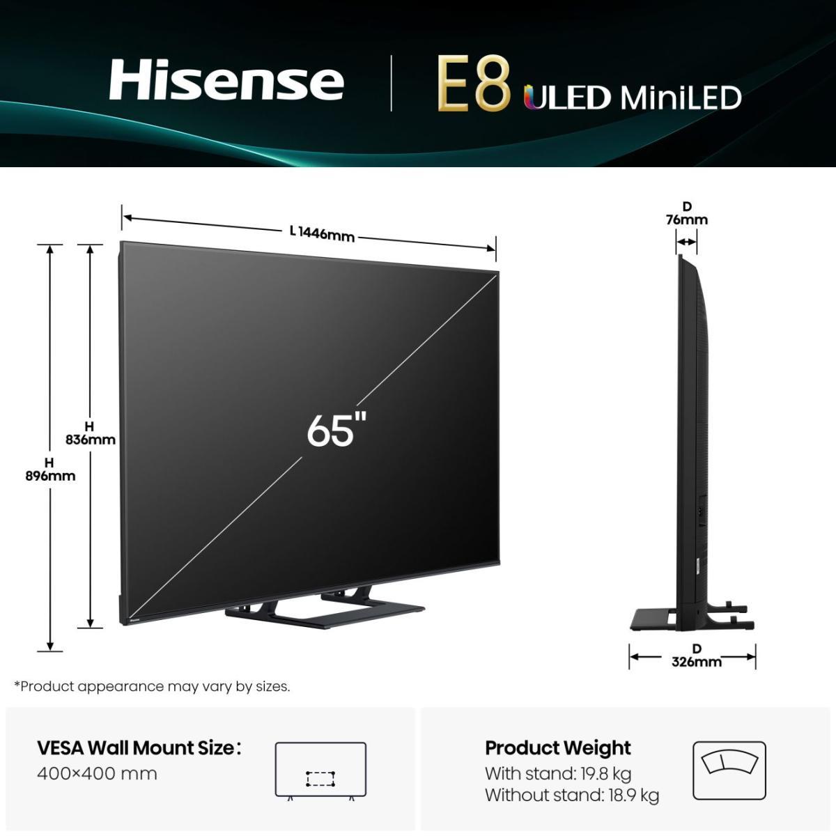 TV Set HISENSE 65 " 4K Ultra HD 3840 x 2160 pixels Flat 16:9 LED 65E8Q - Image 2
