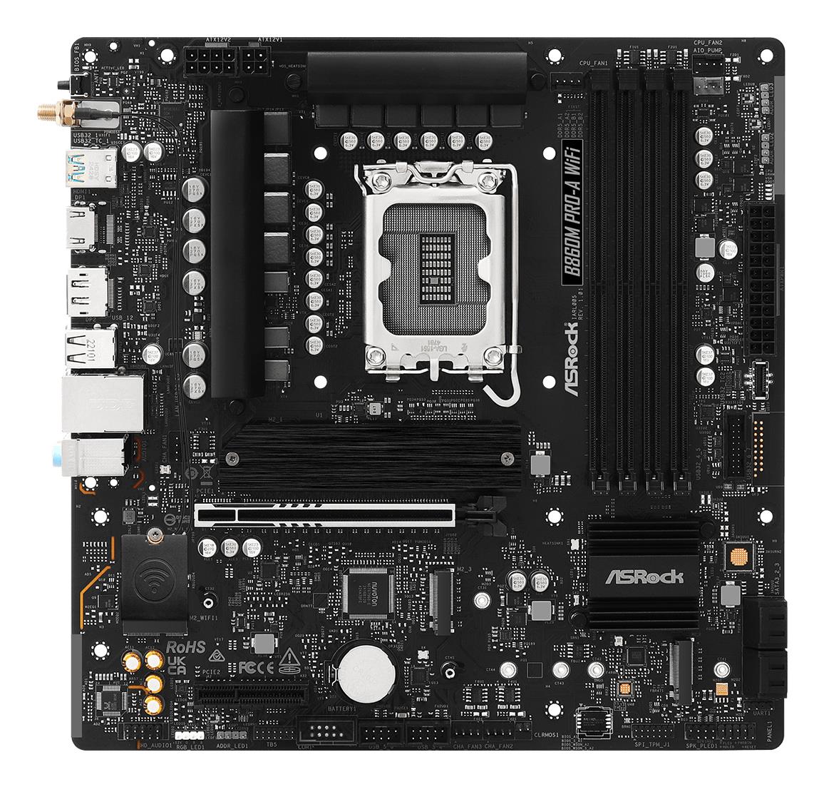 Mainboard ASROCK Intel B860 Express LGA1851 Micro-ATX Memory DDR5 Memory slots 4 B860MPRO-AWIFI - Image 3