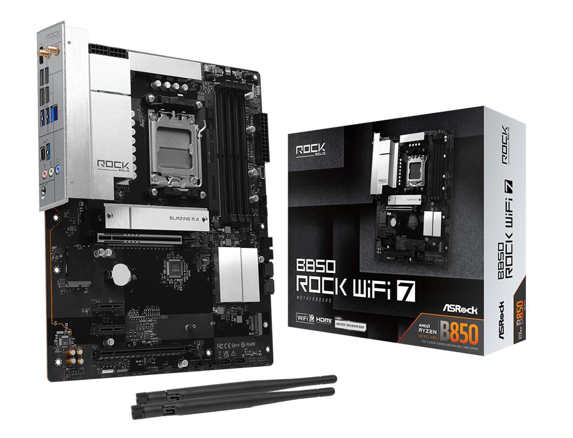 Mainboard ASROCK AMD B850 Socket AM5 ATX RAM DDR5-SDRAM 4xSlots Wi-Fi Yes Bluetooth Yes B850ROCKWIFI7