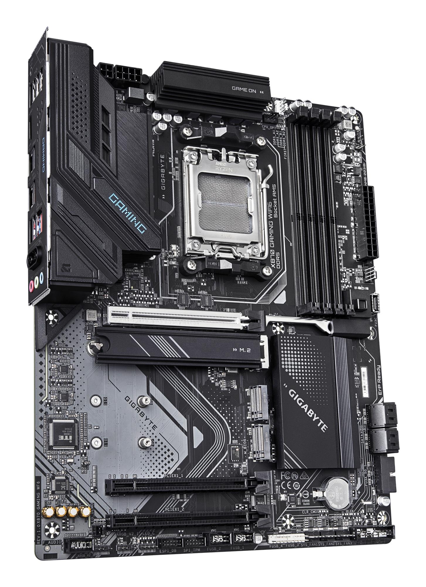 Mainboard GIGABYTE AMD X870 SAM5 ATX Memory DDR5 Memory slots 4 3xPCI-Express 16x 2xM.2 1xHDMI 1xAudio-In 1xAudio-Out 1xMicrophone 4xUSB 3.2 2xUSB-C 1xRJ45 X870GAMINGWF6 - Image 3