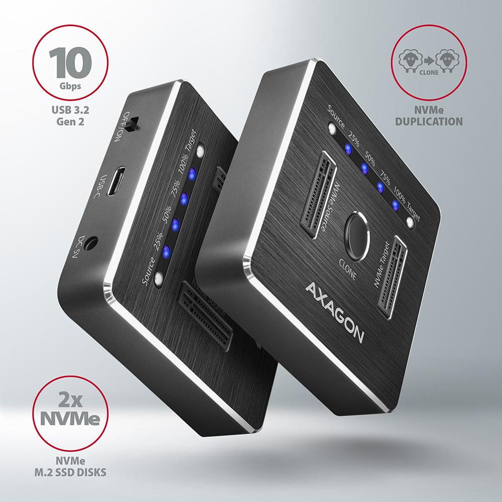 SSD ACC DOCK STATION USB-C/2XM.2 NVME ADSA-M2C AXAGON - Image 4