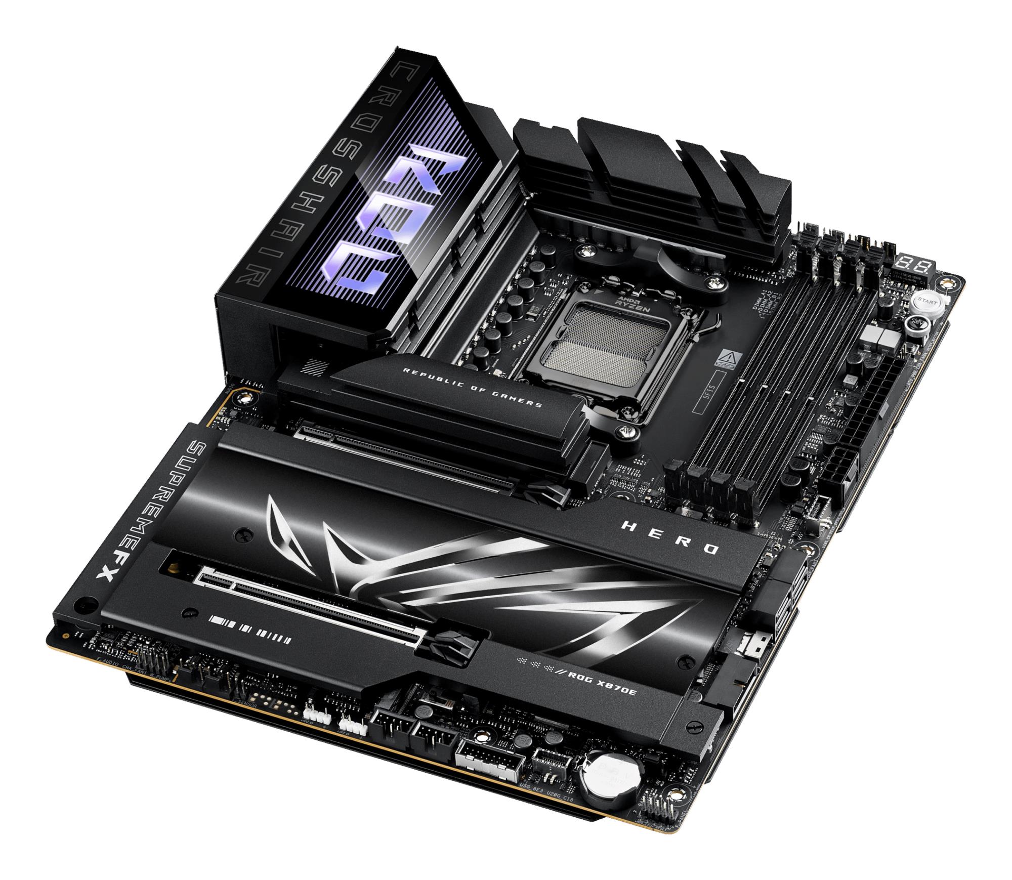 Mainboard ASUS AMD X870E SAM5 ATX Memory DDR5 Memory slots 4 2xPCI-Express 4.0 16x 2xPCI-Express 5.0 16x 4xM.2 1xHDMI 1xAudio-In 1xAudio-Out 6xUSB 3.2 2xUSB-C 2xUSB4 1xOptical S/PDIF 1xRJ45 ROGCROSSHAIRX870EHERO - Image 6