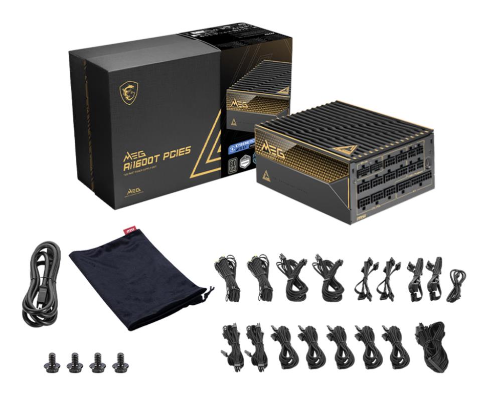 Power Supply MSI MEG AI1600T PCIE5 ATX 3.1 1600 Watts Efficiency 80 PLUS TITANIUM MEGAI1600TPCIE5 - Image 4