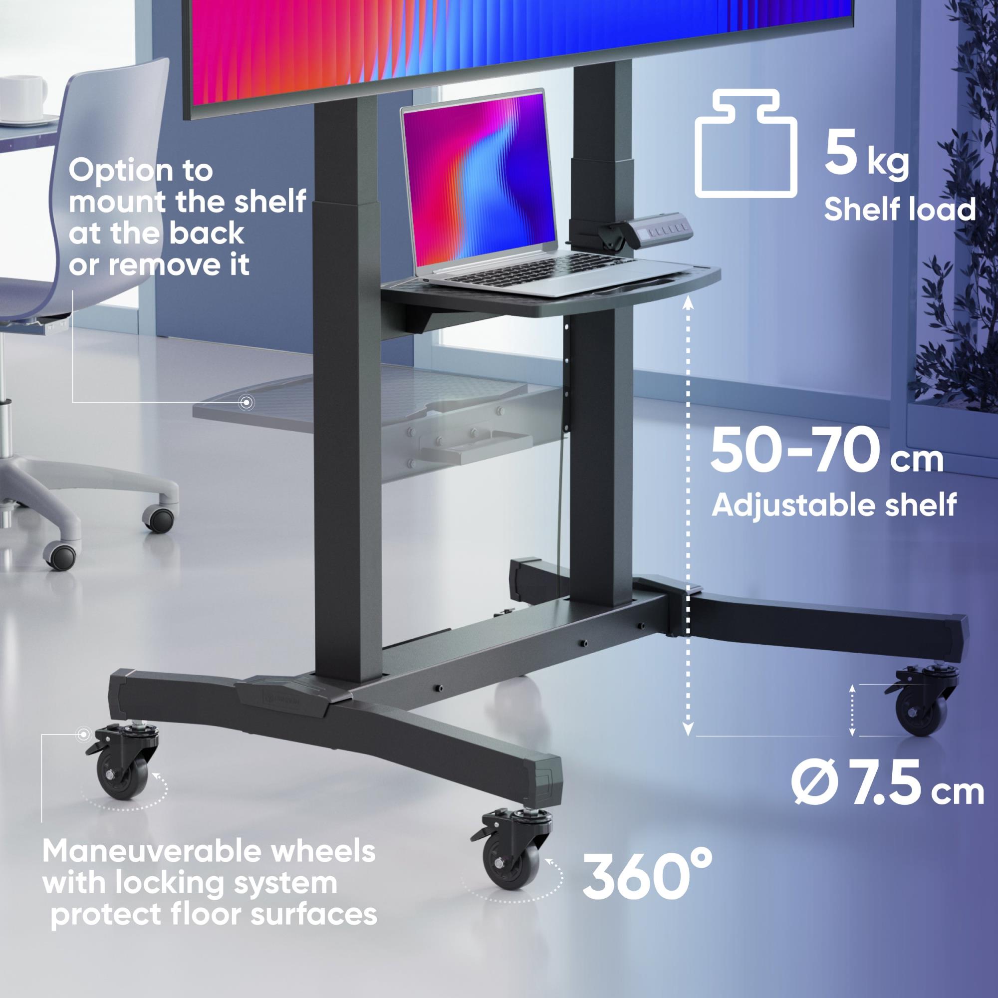 TV SET ACC MOTOR. MOBILE STAND/50-100" BLACK TS1991E-B ONKRON - Image 8