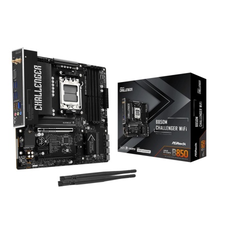 Mainboard ASROCK AMD B850 Socket AM5 micro ATX RAM DDR5-SDRAM 4xSlots Wi-Fi Yes Bluetooth Yes 1xNumber of M.2 (M) slots B850MCHALLENGERWIFI
