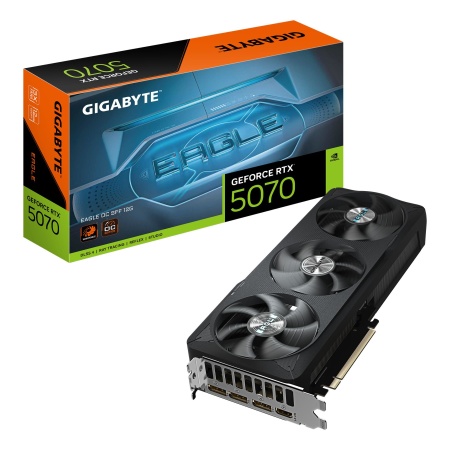 Graphics Card GIGABYTE NVIDIA GeForce RTX 5070 12 GB GDDR7 192 bit PCIE 5.0 16x GPU 2587 MHz Triple slot Fansink 1xHDMI 3xDisplayPort GV-N5070EAGLEOC-12GD