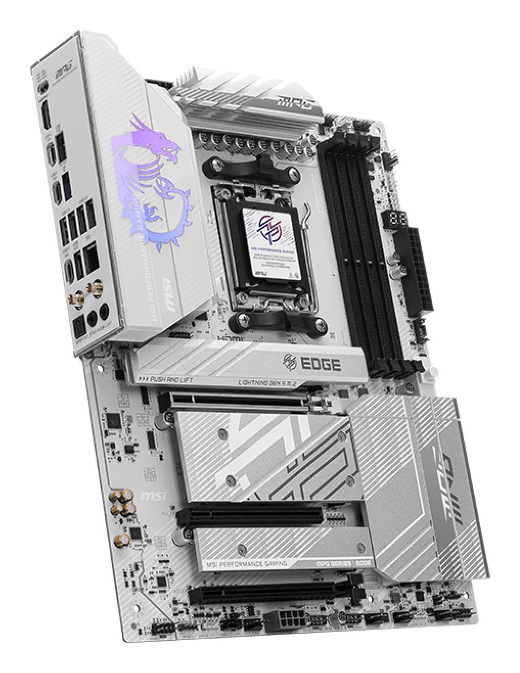 Mainboard MSI AMD B850 SAM5 ATX Memory DDR5 Memory slots 4 3xPCI-Express 16x 4xM.2 1xHDMI 1xAudio-In 1xAudio-Out 4xUSB 2.0 1xUSB 3.0 2xUSB 3.2 3xUSB-C 1xOptical S/PDIF 1xRJ45 MPGB850EDGETIWIFI - Image 4