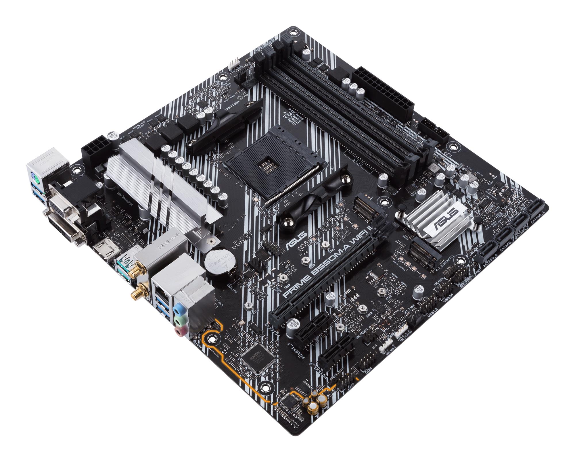 Mainboard ASUS AMD B550 SAM4 MicroATX Memory DDR4 Memory slots 4 2xPCI-Express 3.0 1x 1xPCI-Express 4.0 16x 2xM.2 1x15pin D-sub 1xDVI-D 1xHDMI 2xAudio-In 1xAudio-Out 6xUSB 3.2 1xPS/2 1xRJ45 PRIMEB550M-AWIFIII - Image 6