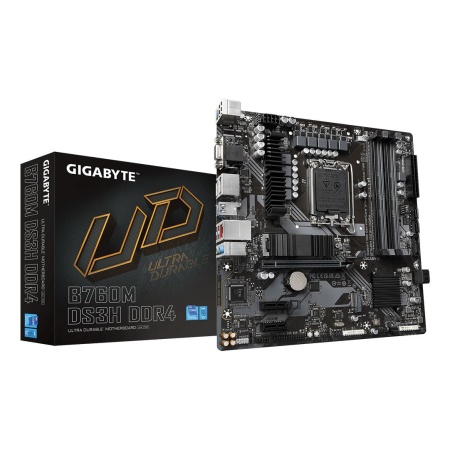 Mainboard GIGABYTE B760M DS3H DDR4 Intel B760 Express LGA 1700 micro ATX RAM DDR4-SDRAM 4xSlots 2xNumber of M.2 (M) slots B760MDS3HDDR4
