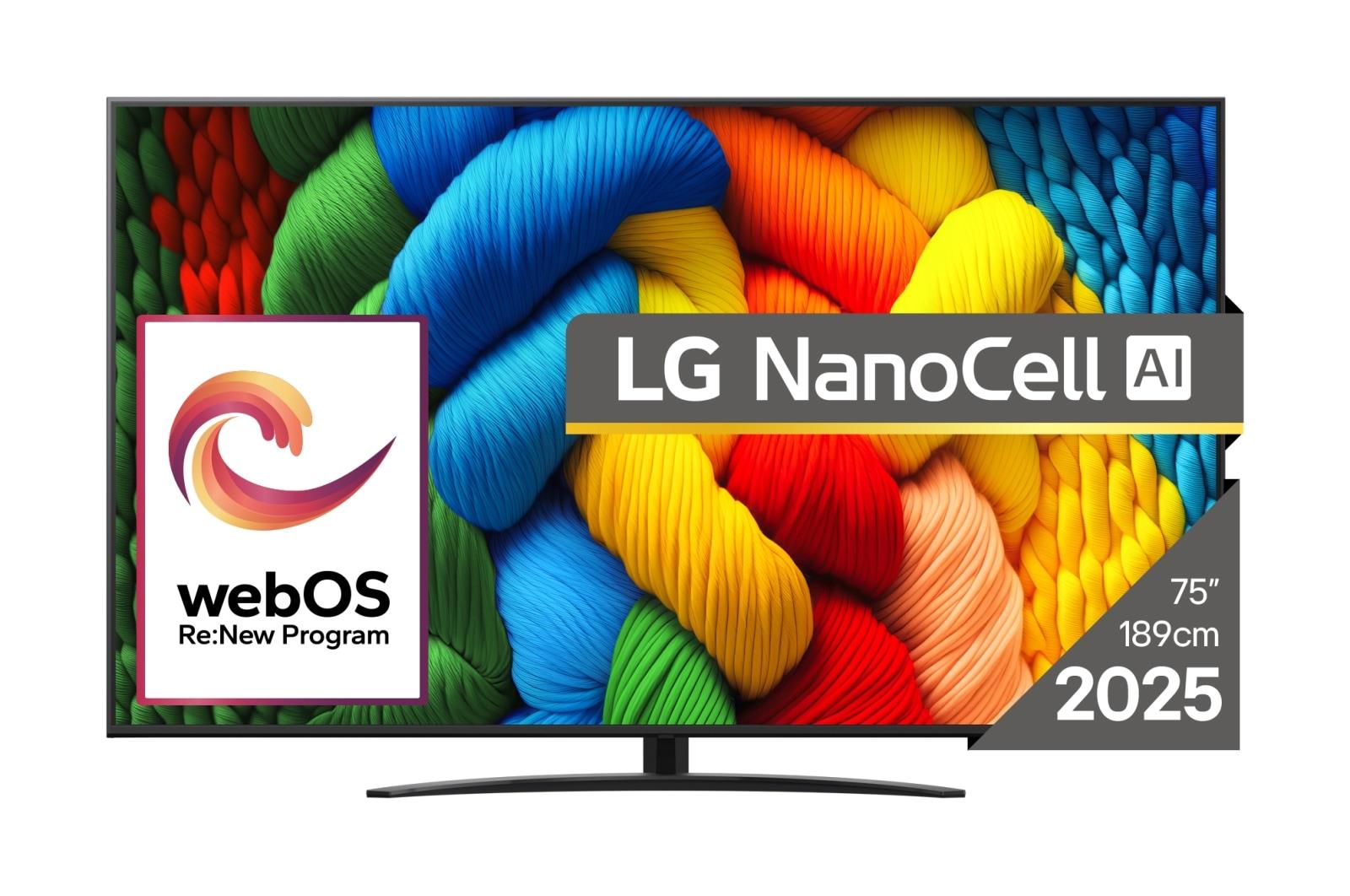 TV Set LG 75" 4K/Smart 3840x2160 Wireless LAN Bluetooth webOS Black 75NANO81A3A