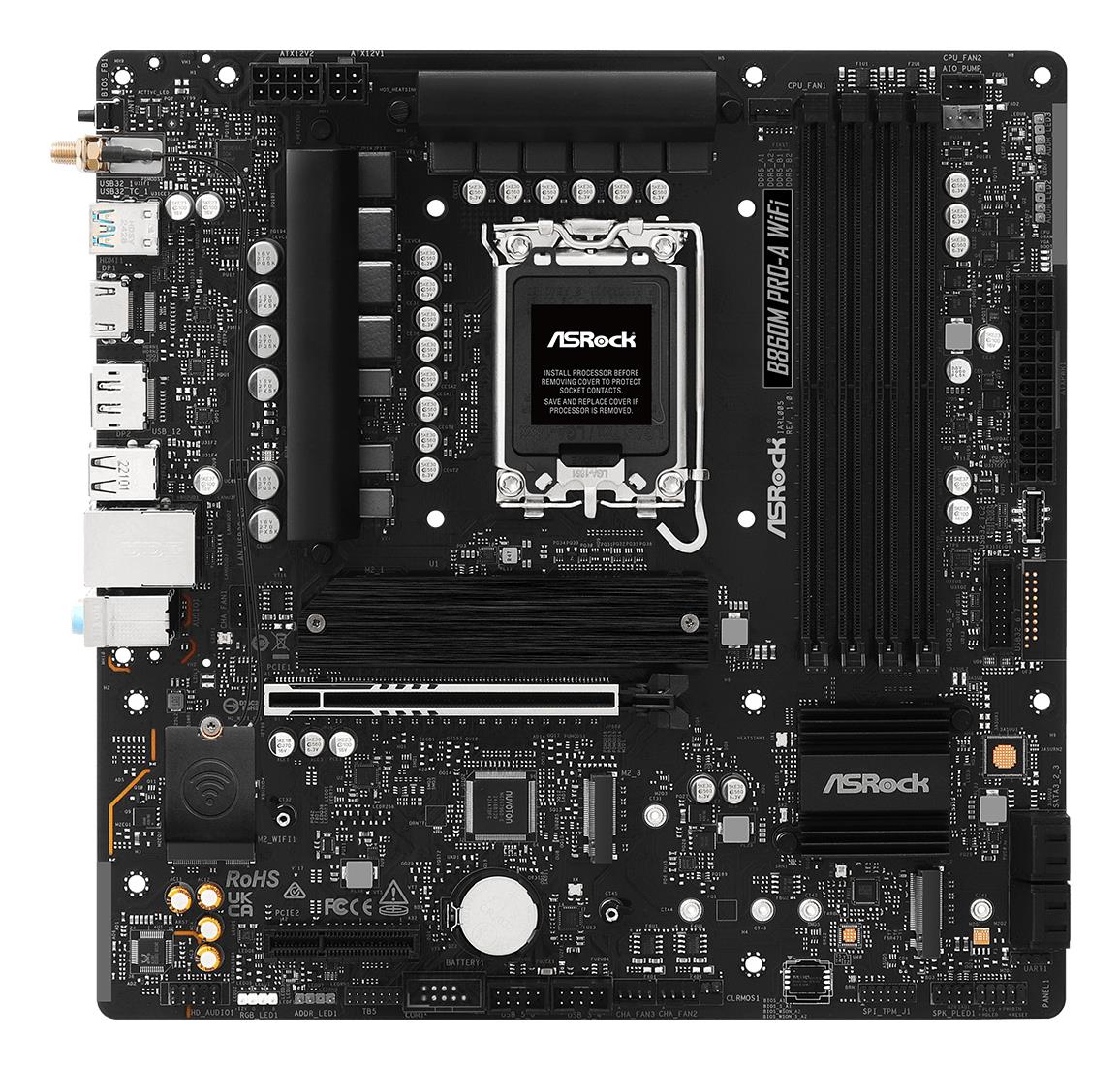 Mainboard ASROCK Intel B860 Express LGA1851 Micro-ATX Memory DDR5 Memory slots 4 B860MPRO-AWIFI - Image 2