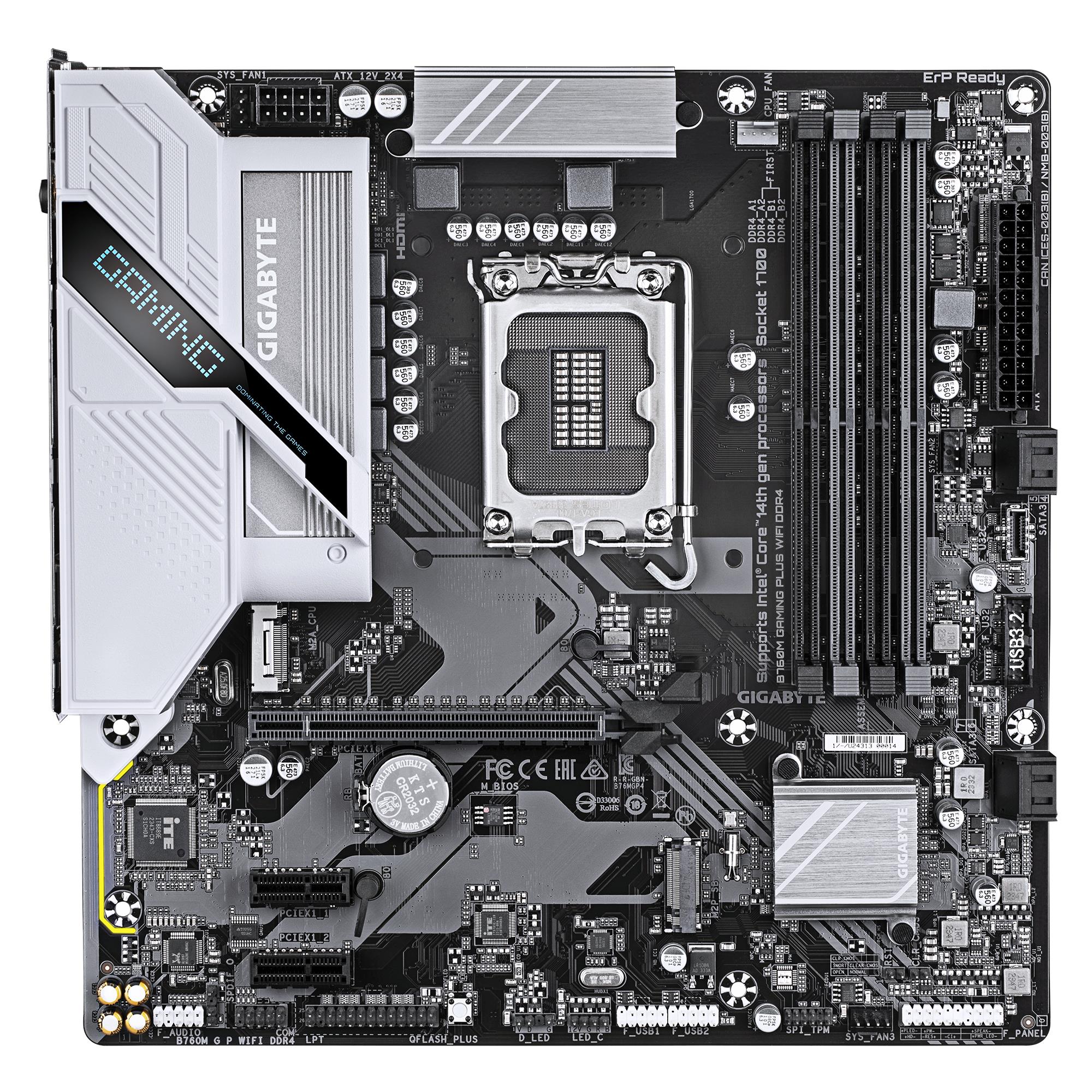 Mainboard GIGABYTE GIGABYTE B760M GAMING PLUS WIFI DDR4 (REV. 1.1) Intel B760 LGA 1700 micro ATX RAM DDR4-SDRAM 4xSlots Wi-Fi Yes Bluetooth Yes 2xNumber of M.2 (M) slots B760MGPWIFIDDR41.1 - Image 2