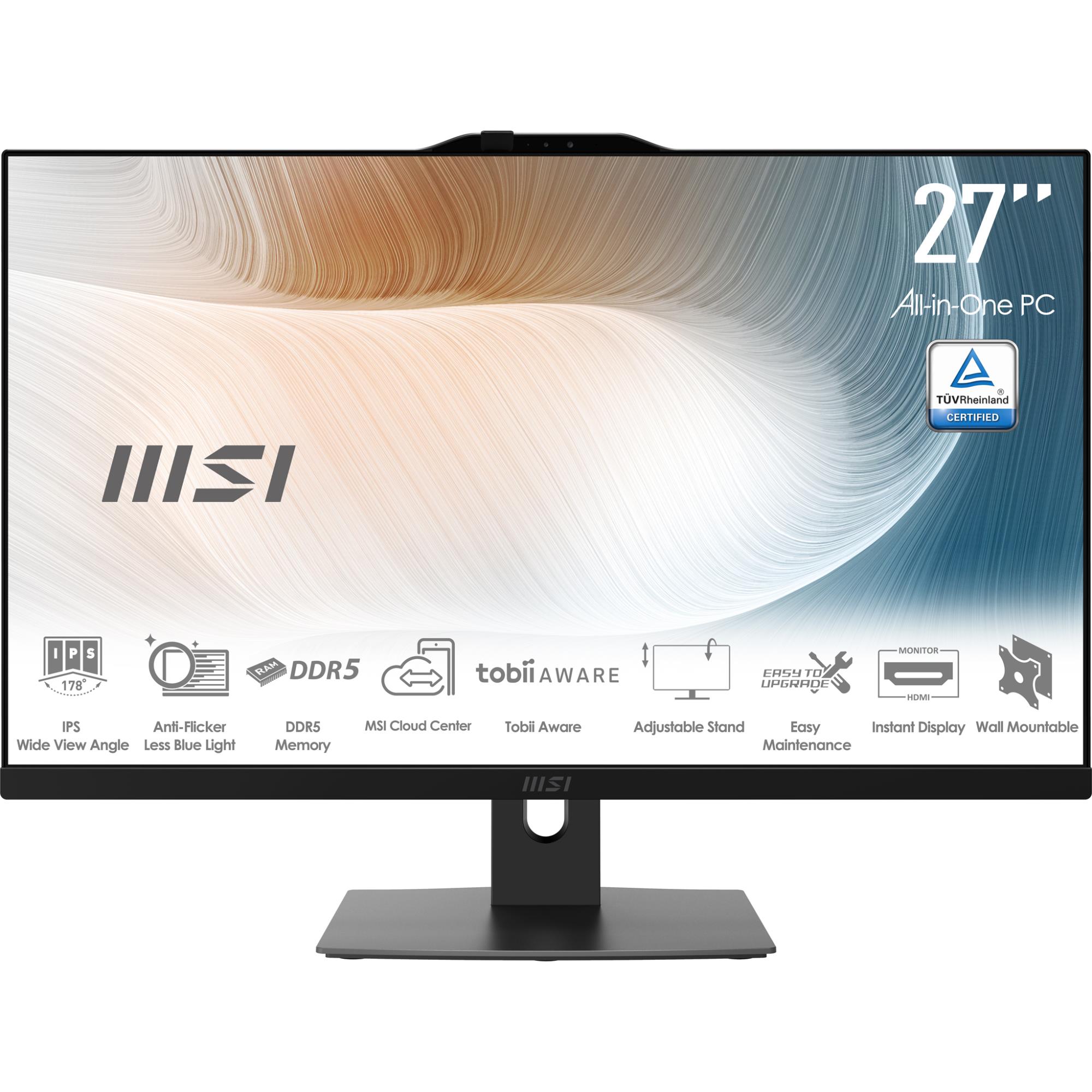 Monoblock PC MSI CPU Intel Intel Core 5 Intel Core 5 120U RAM 16 GB DDR5-SDRAM Screen 27 " 1920 x 1080 pixels Storage 512 GB SSDs 512 GB Not available On-board graphics Yes Intel® Graphics Black OS Windows 11 Pro MODERNAM272P1M-855EU