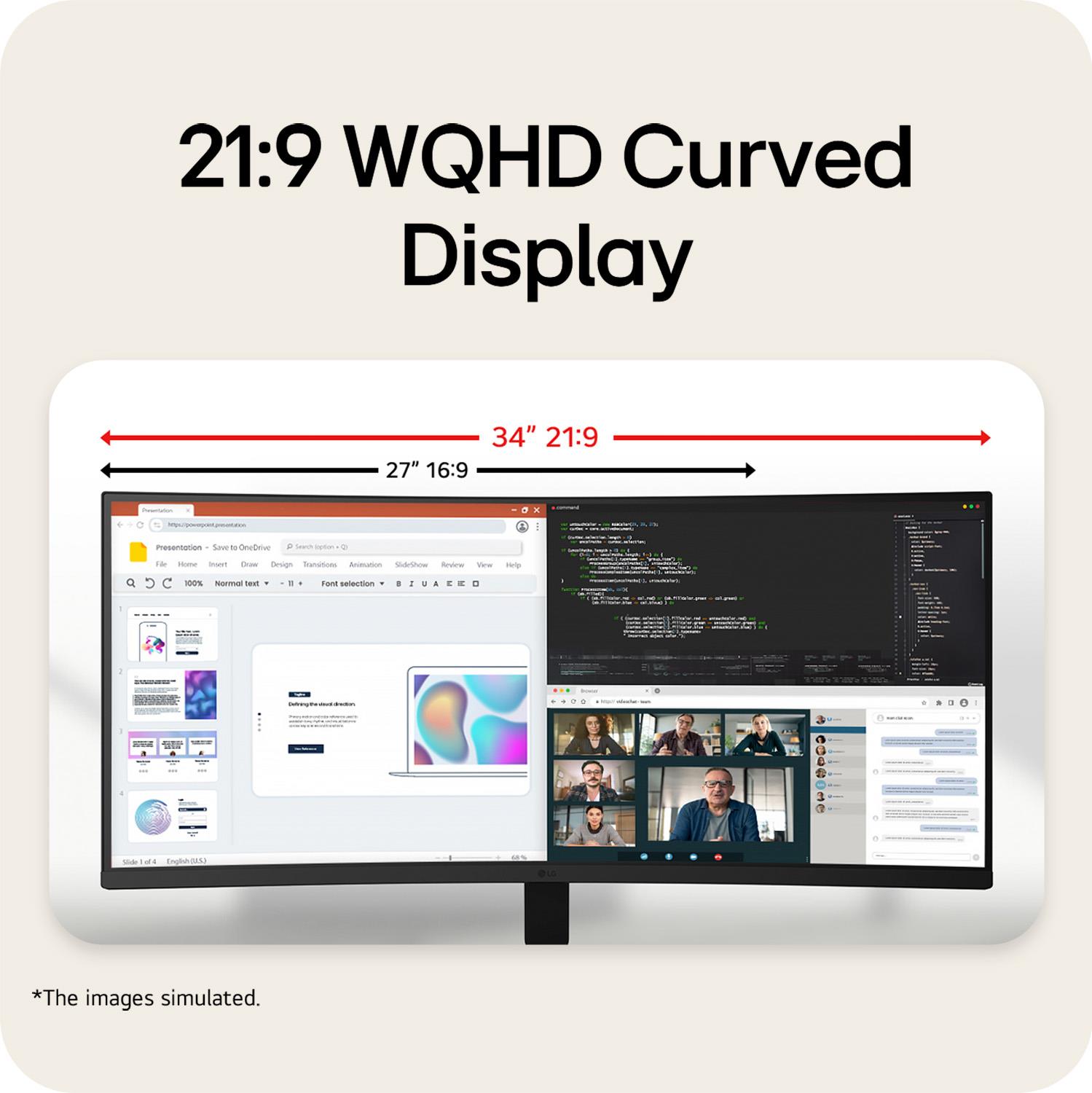 LCD Monitor LG 34 " 3440 x 1440 pixels UltraWide Quad HD Native aspect ratio 21:9 LCD Curved 34U601B-B - Image 3