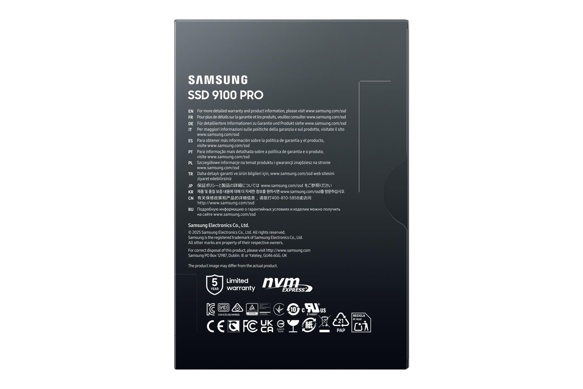 SSD SAMSUNG 9100 PRO 1TB M.2 PCIe Gen5 NVMe TLC Write speed 13300 MBytes/sec Read speed 14700 MBytes/sec 2.38mm TBW 600 TB MZ-VAP1T0BW - Image 6