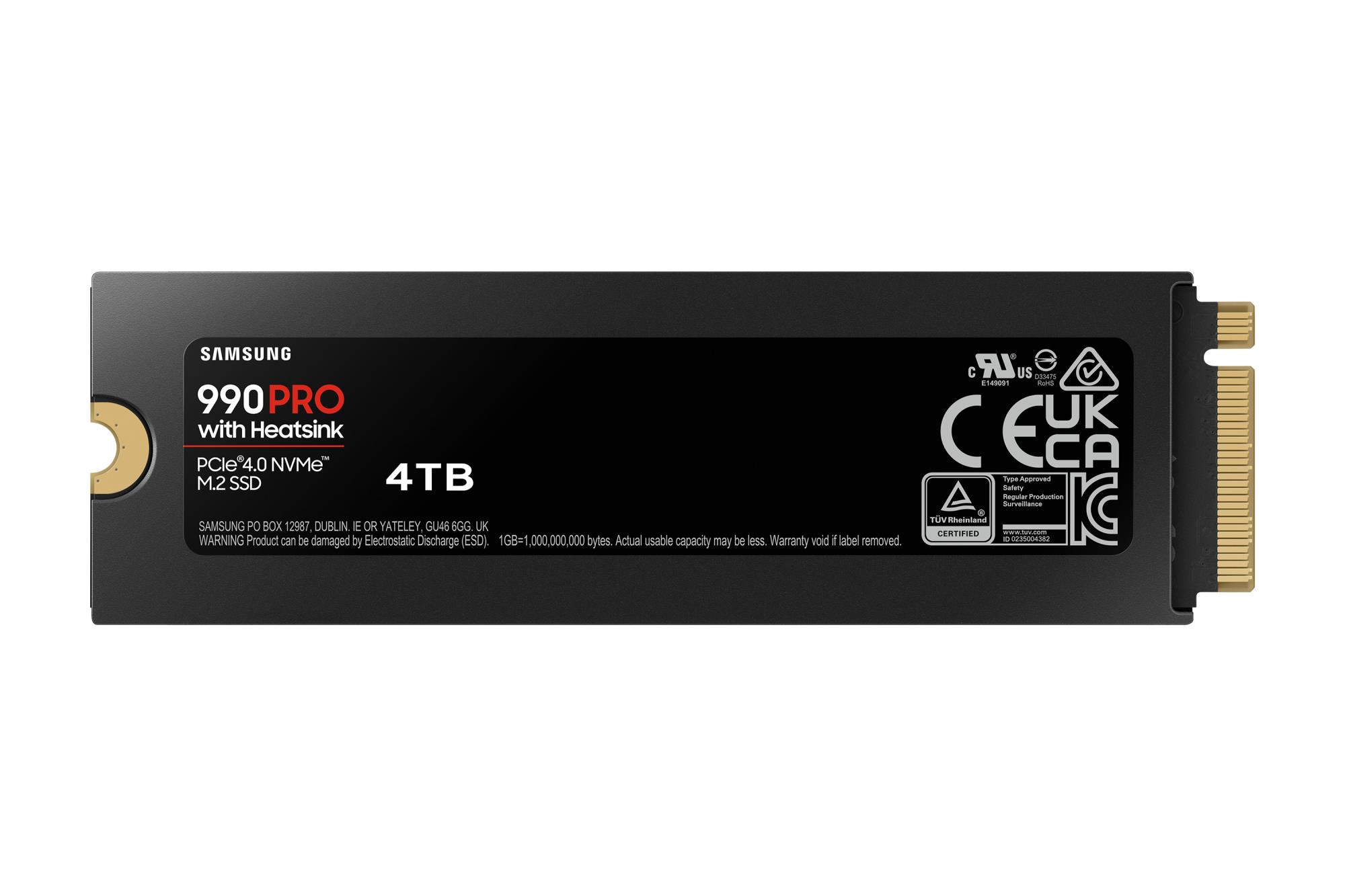 SSD SAMSUNG 990 PRO with Heatsink 4TB M.2 PCIe Gen4 NVMe TLC Write speed 6900 MBytes/sec Read speed 7450 MBytes/sec 2.3mm TBW 1200 TB MTBF 1500000 hours MZ-V9P4T0GW - Image 2